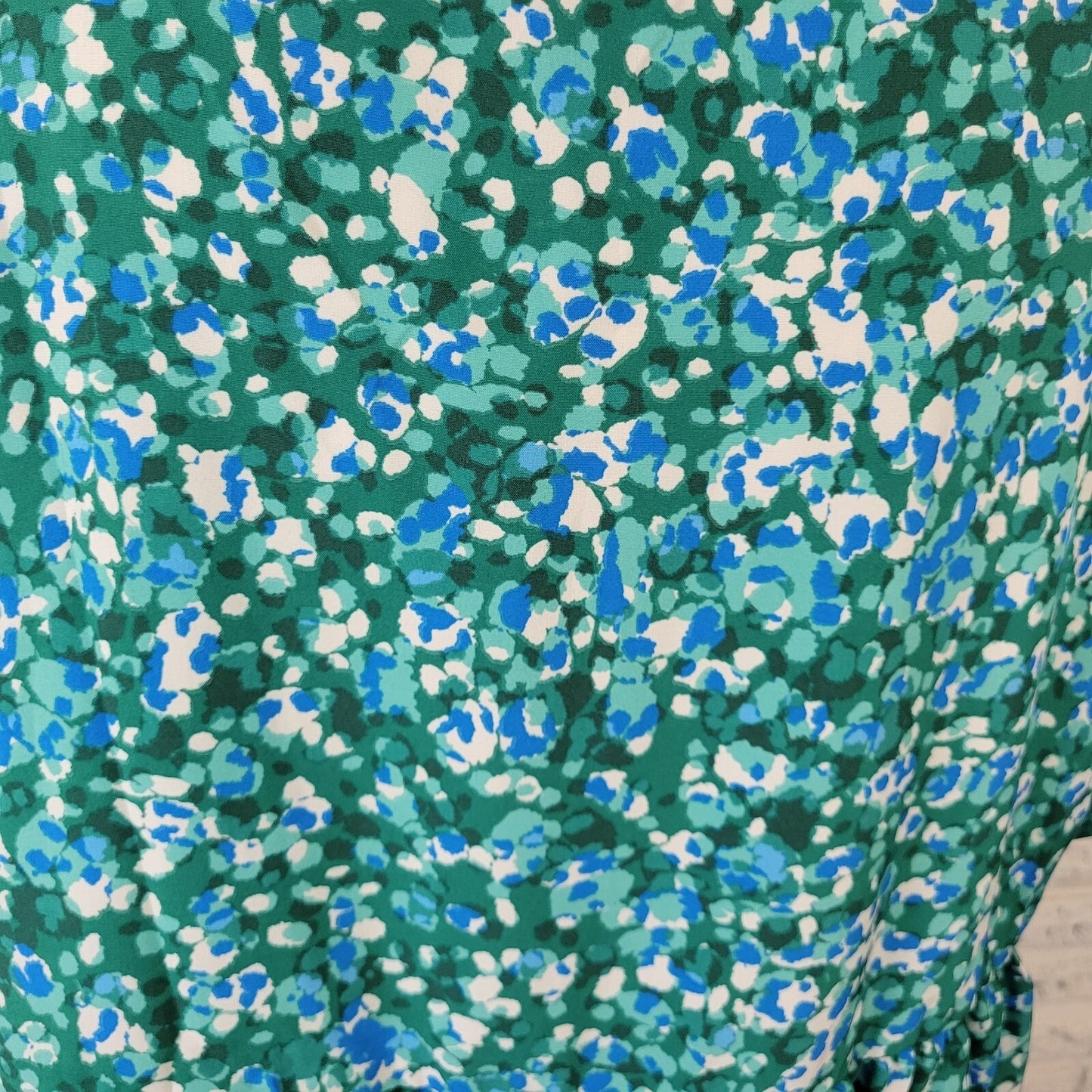 Emery Rose Womens Top 2XL Plus Tunic Baby Doll Green Watercolor Poly Blend