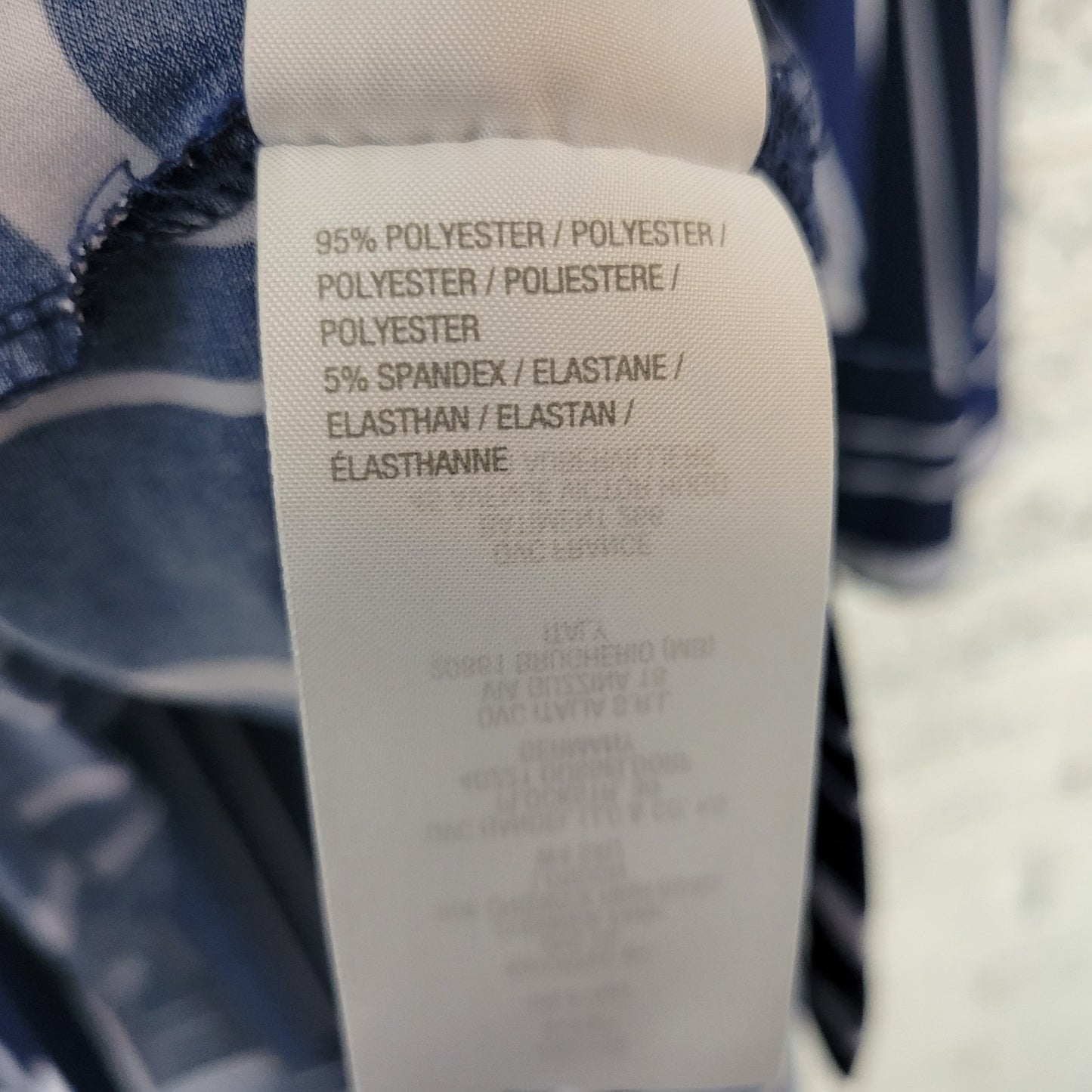 Susan Graver QVC Womens Top 3X Plus Tunic 3/4 Sleeve Poly Blend Blue Stripe