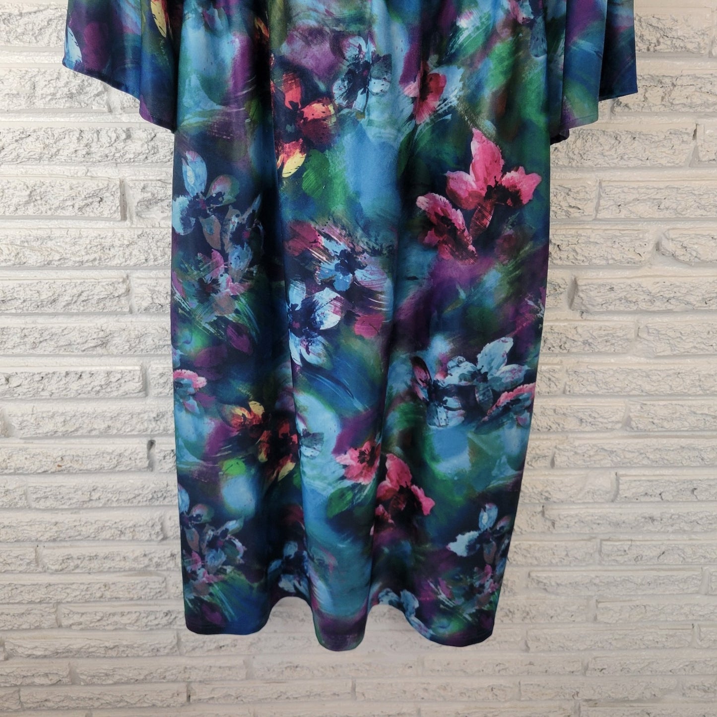 Anthony Richards Womens Dress 4X Muu Muu Kaftan Blue Watercolor Pockets Lounge