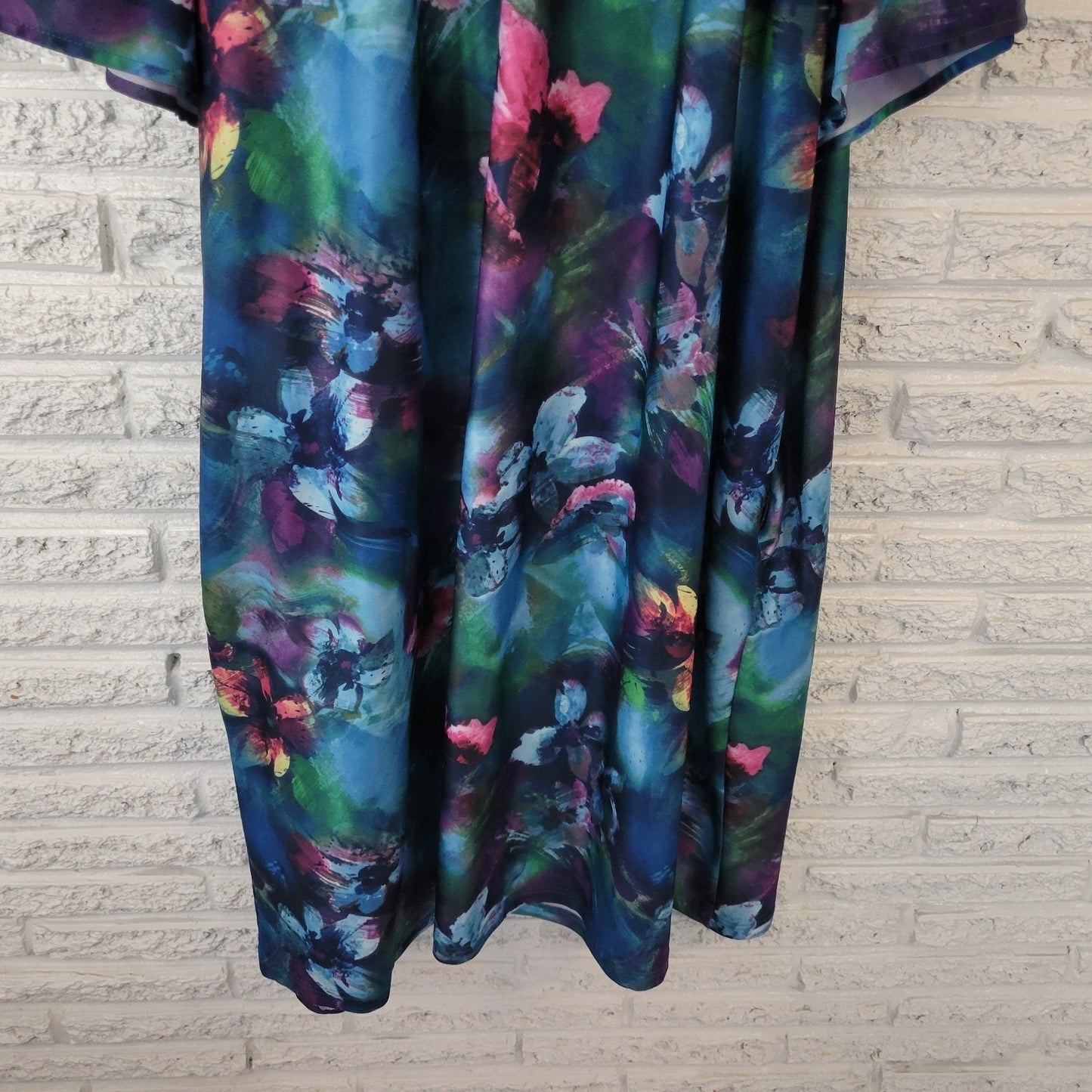 Anthony Richards Womens Dress 4X Muu Muu Kaftan Blue Watercolor Pockets Lounge