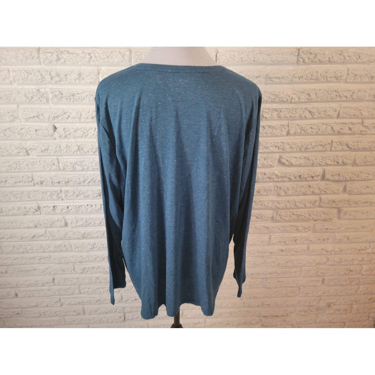 Lane Bryant Womens Top 18 20 Plus Tee Long Sleeve Metallic Thread Blue Party