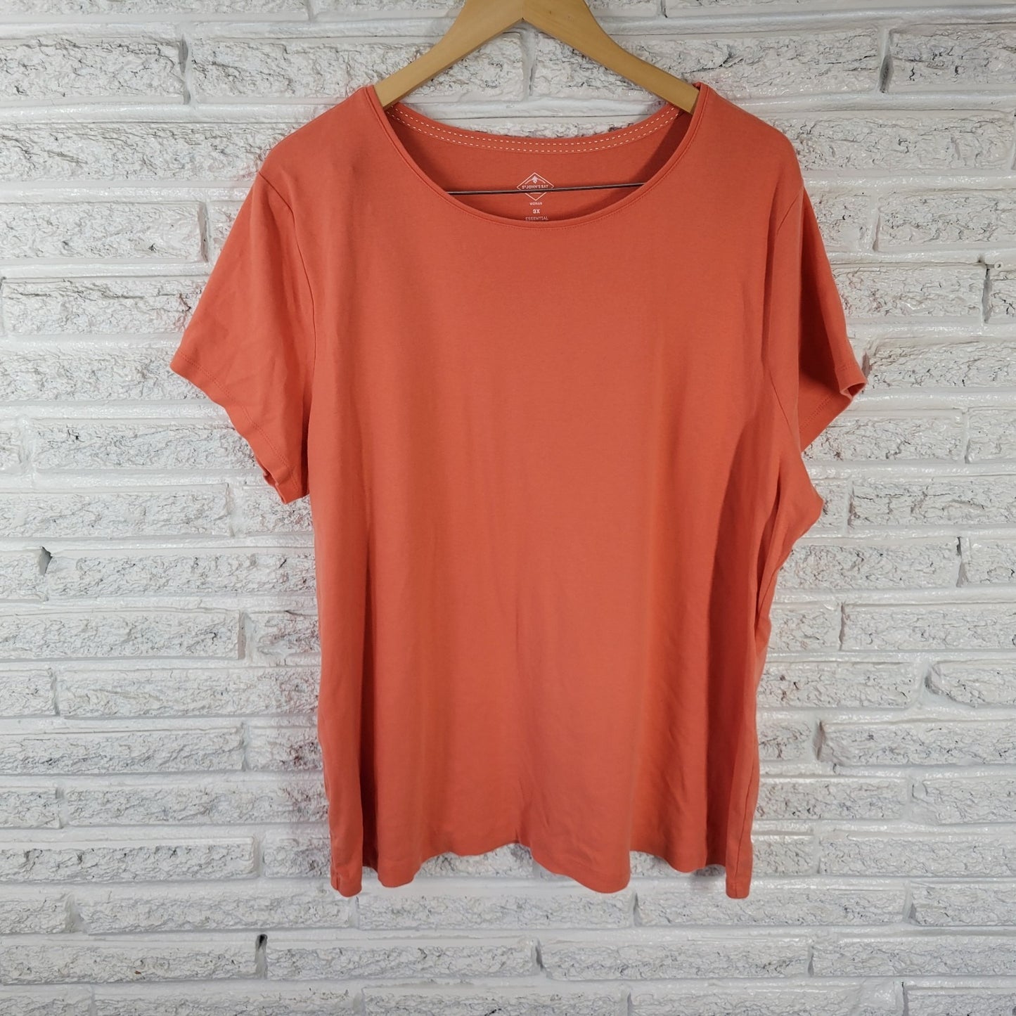 St Johns Bay Essentials Womens Top 3X Plus Tee Tunic Orange Cotton Casual ORA29X