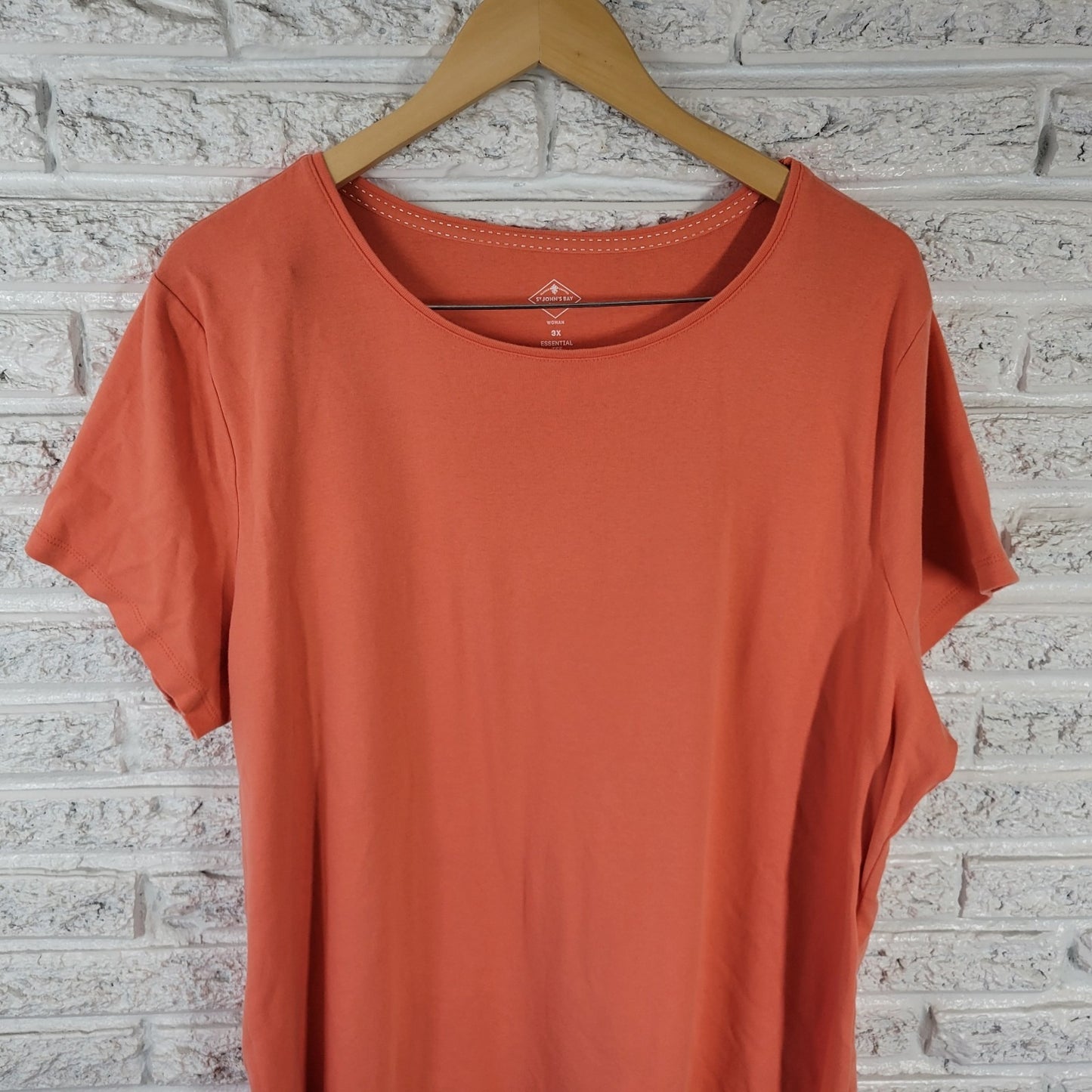 St Johns Bay Essentials Womens Top 3X Plus Tee Tunic Orange Cotton Casual ORA29X