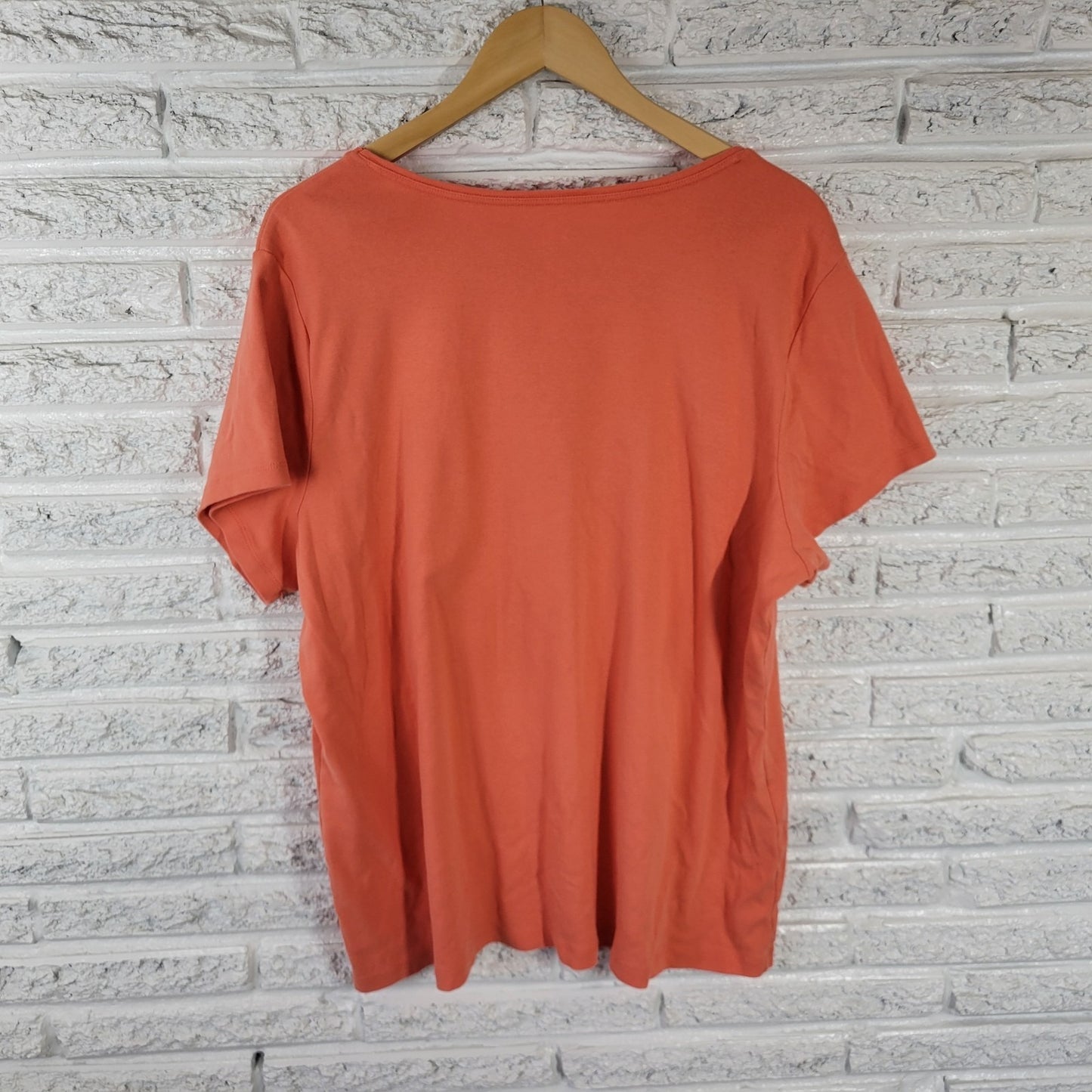 St Johns Bay Essentials Womens Top 3X Plus Tee Tunic Orange Cotton Casual ORA29X