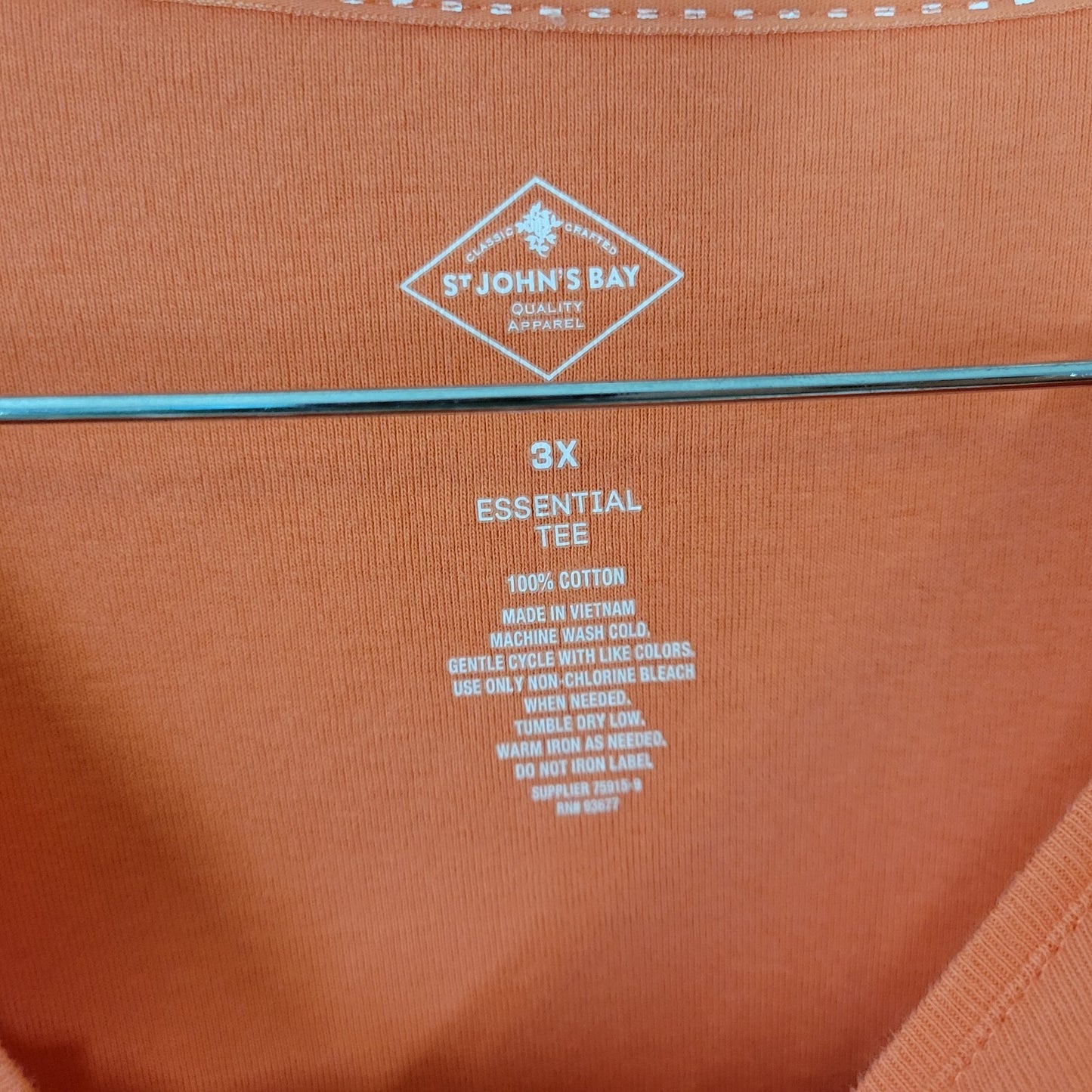 St Johns Bay Essentials Womens Top 3X Plus Tee Tunic Orange Cotton Casual ORA29X