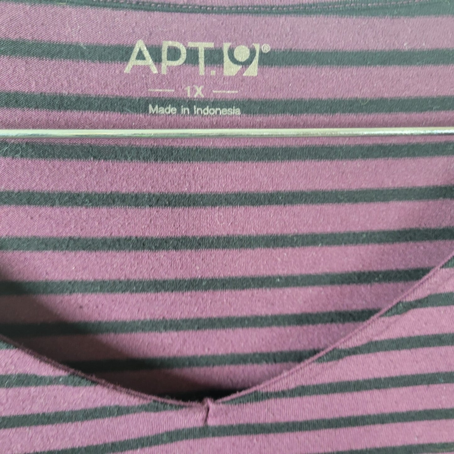 Apt 9 Womens Dress 1X Plus  Long Sleeve Knit Purple Black Stripe Poly Blend