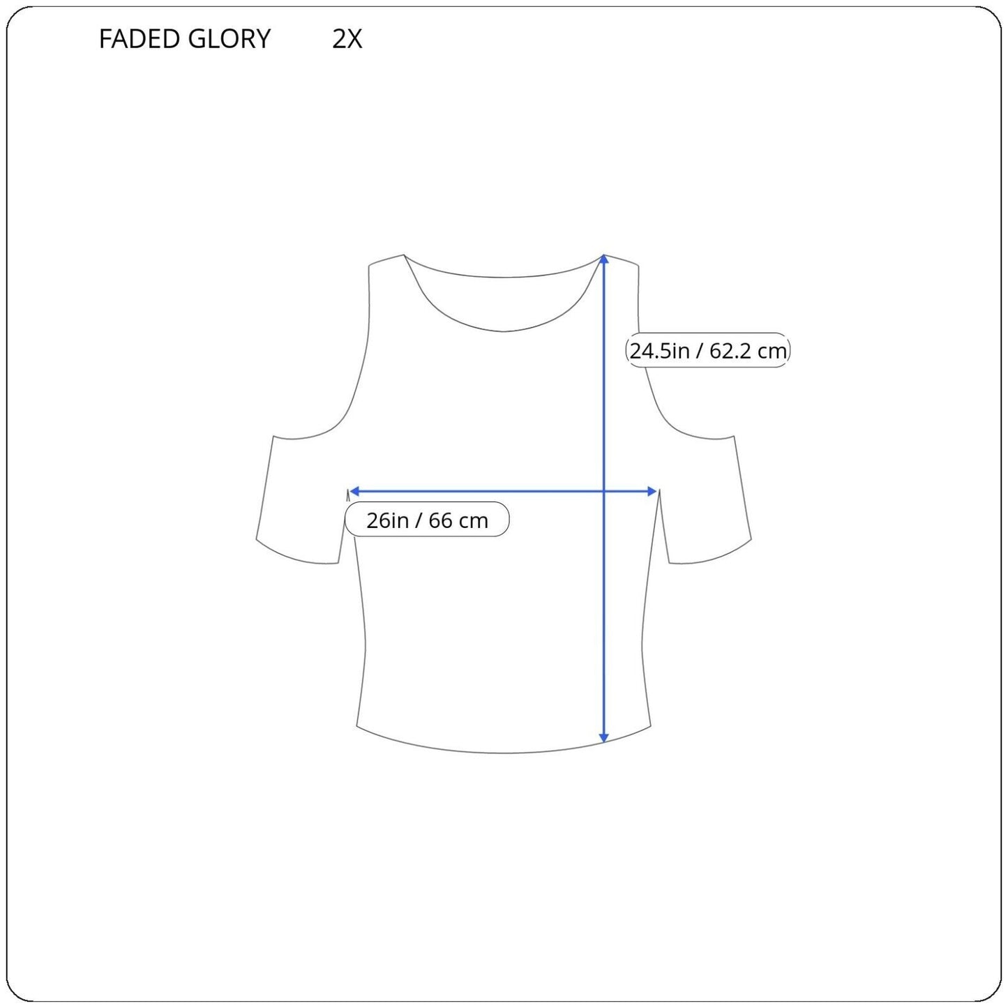 Faded Glory Womens Top 2X Tee Cold Shoulder Poly Blend Blue Stripe Clear Sequins