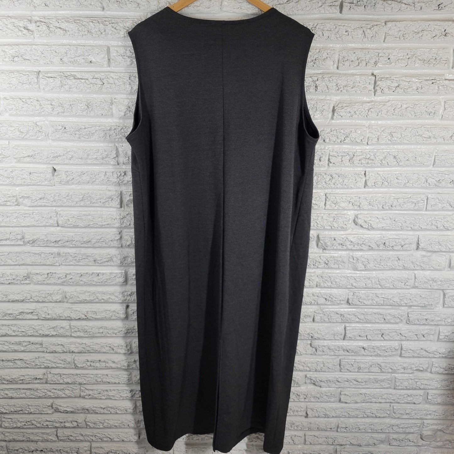 Style&co. Womens Plus 3X Gray Black Sleeveless V-Neck Midi Shift Knit Dress