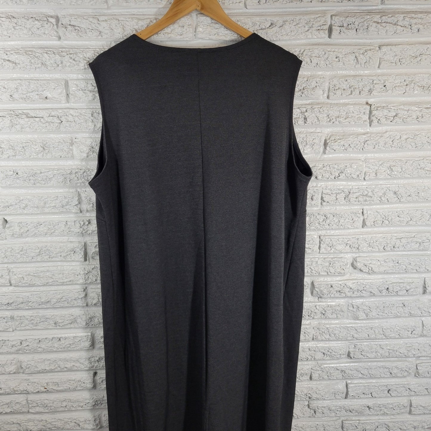 Style&co. Womens Plus 3X Gray Black Sleeveless V-Neck Midi Shift Knit Dress