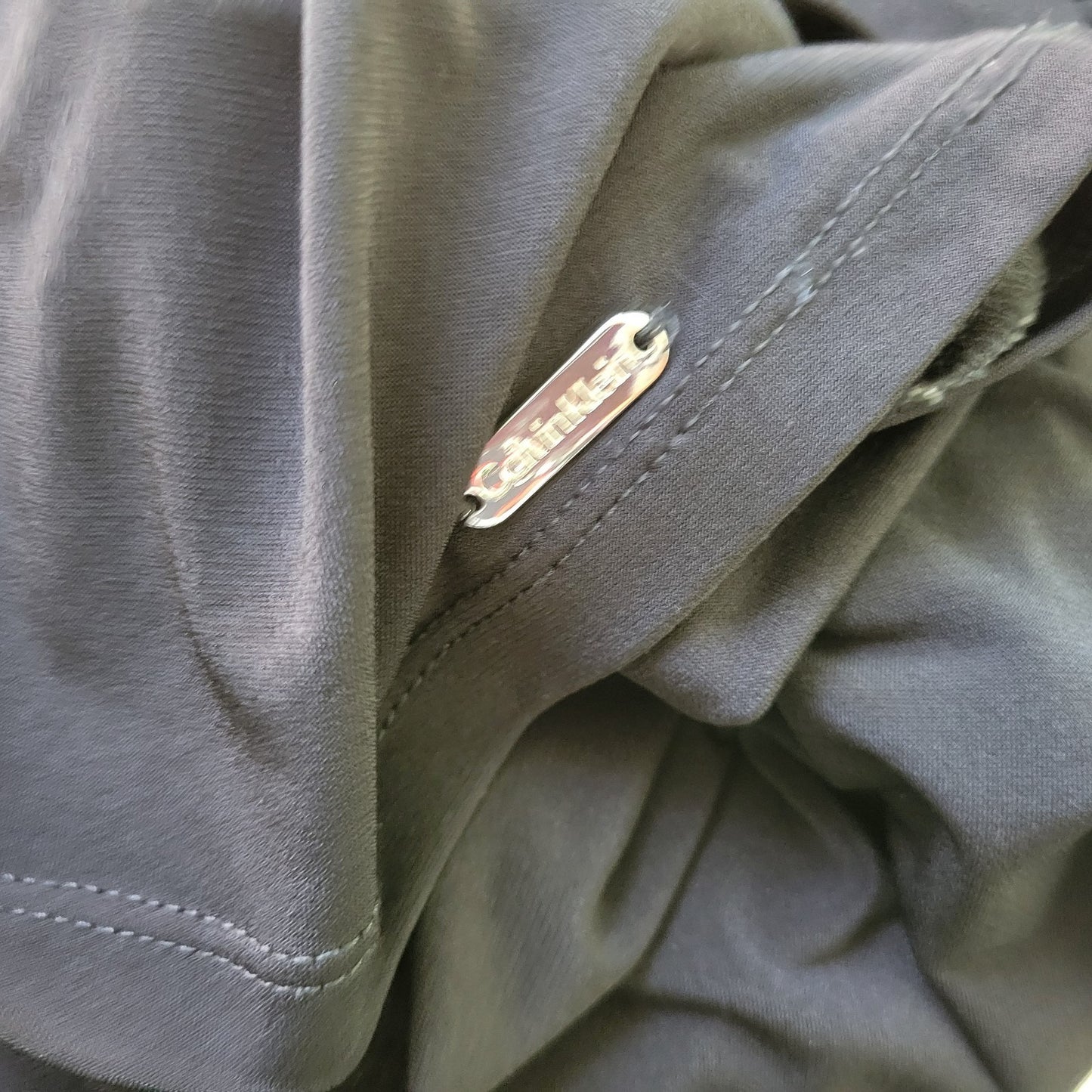 Calvin Klein Womens Top 2X Plus Sheer Flutter Sleeve Black Poly Blend Office