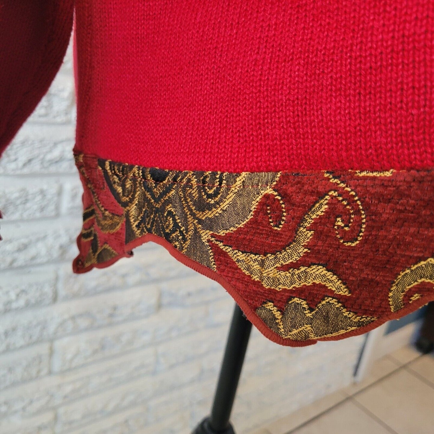 Christmas JTwo New York Womens Sweater XL Cardigan Red Reindeer Sequins Tapestry