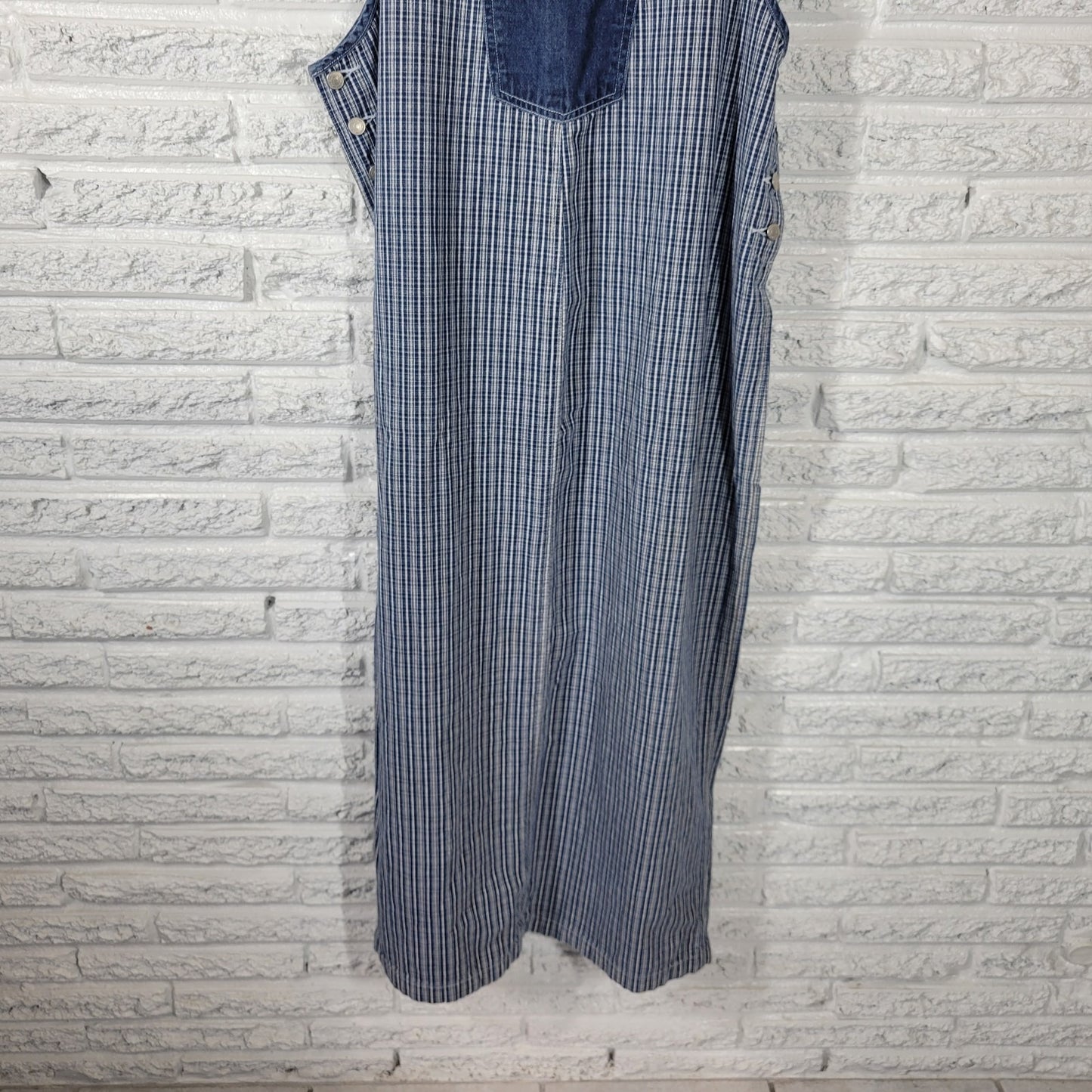 Carolina Blues Womens Dress 18 Plus Sleeveless Side Buttons Cotton Blue Stripe