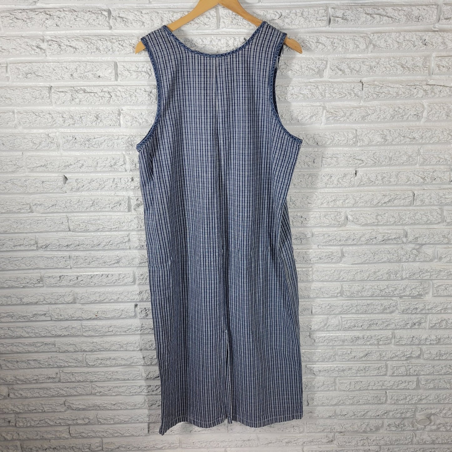 Carolina Blues Womens Dress 18 Plus Sleeveless Side Buttons Cotton Blue Stripe