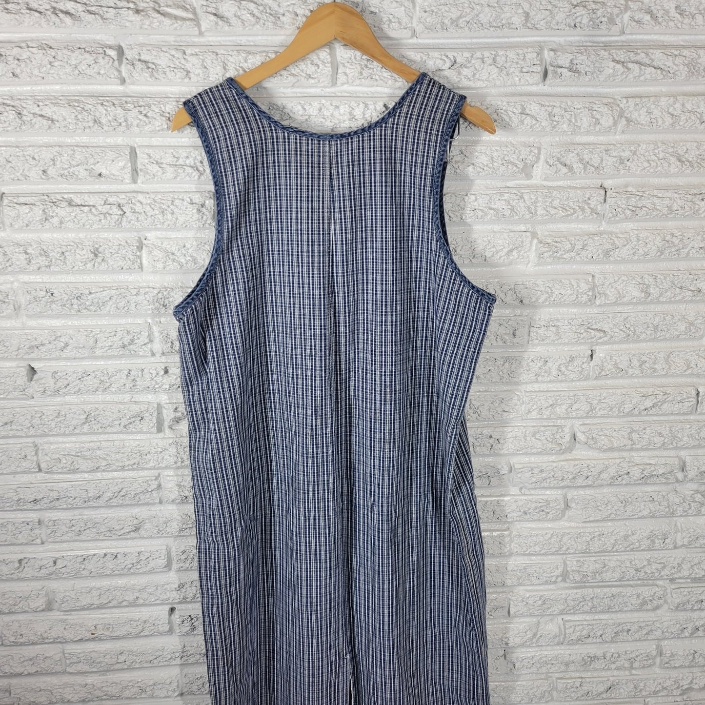 Carolina Blues Womens Dress 18 Plus Sleeveless Side Buttons Cotton Blue Stripe