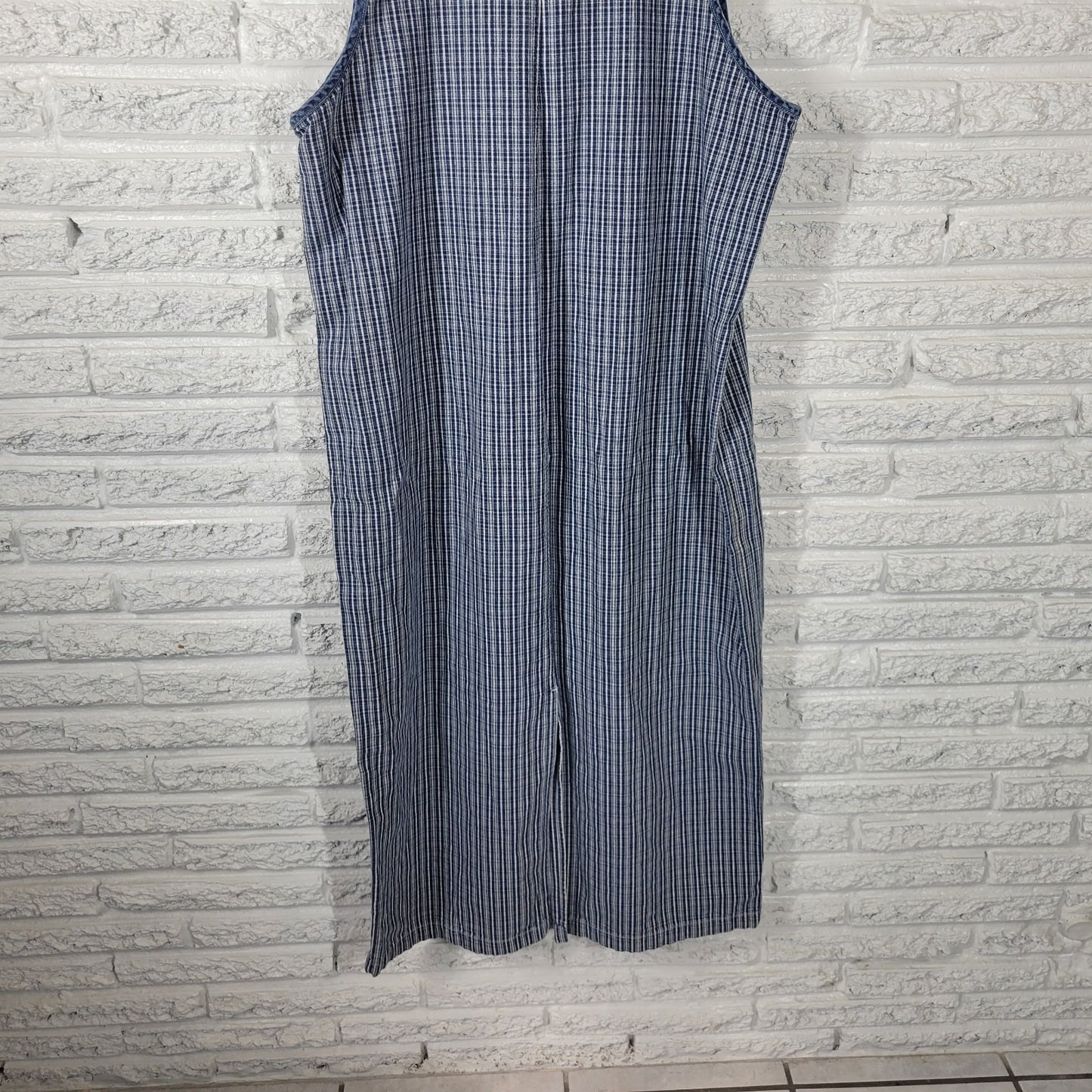 Carolina Blues Womens Dress 18 Plus Sleeveless Side Buttons Cotton Blue Stripe