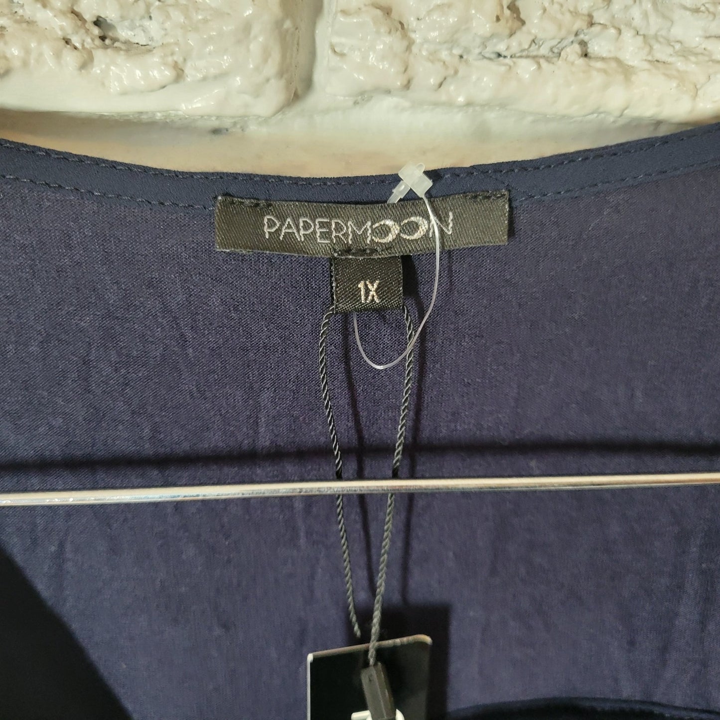 Papermoon Womens Top 1X Plus Quarter Zip Blue Sleeveless Lightweight Sheer Comfy