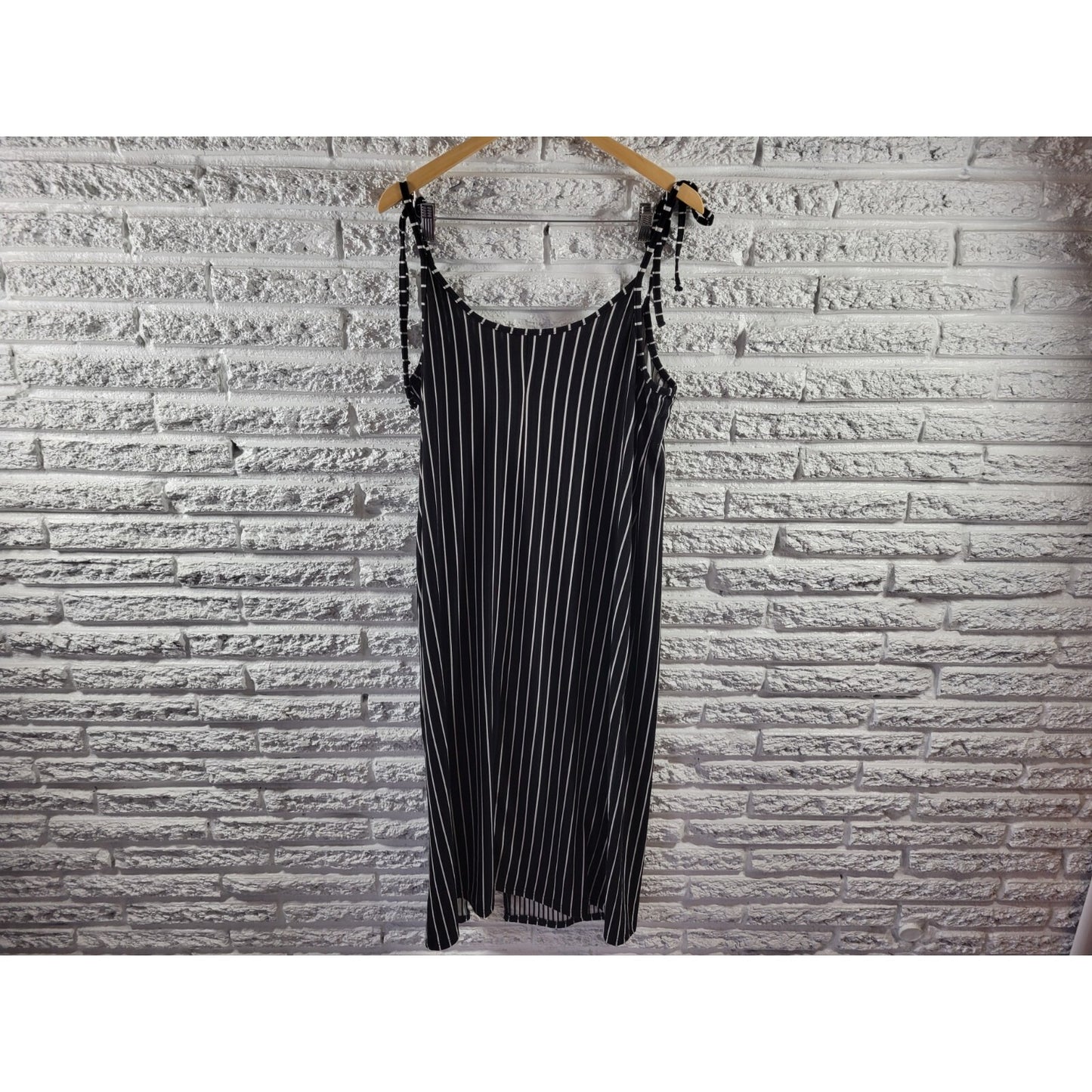 Belle Tweed Womens Dress 1X Plus Slip Spaghetti Strap Black Stripe Poly Blend