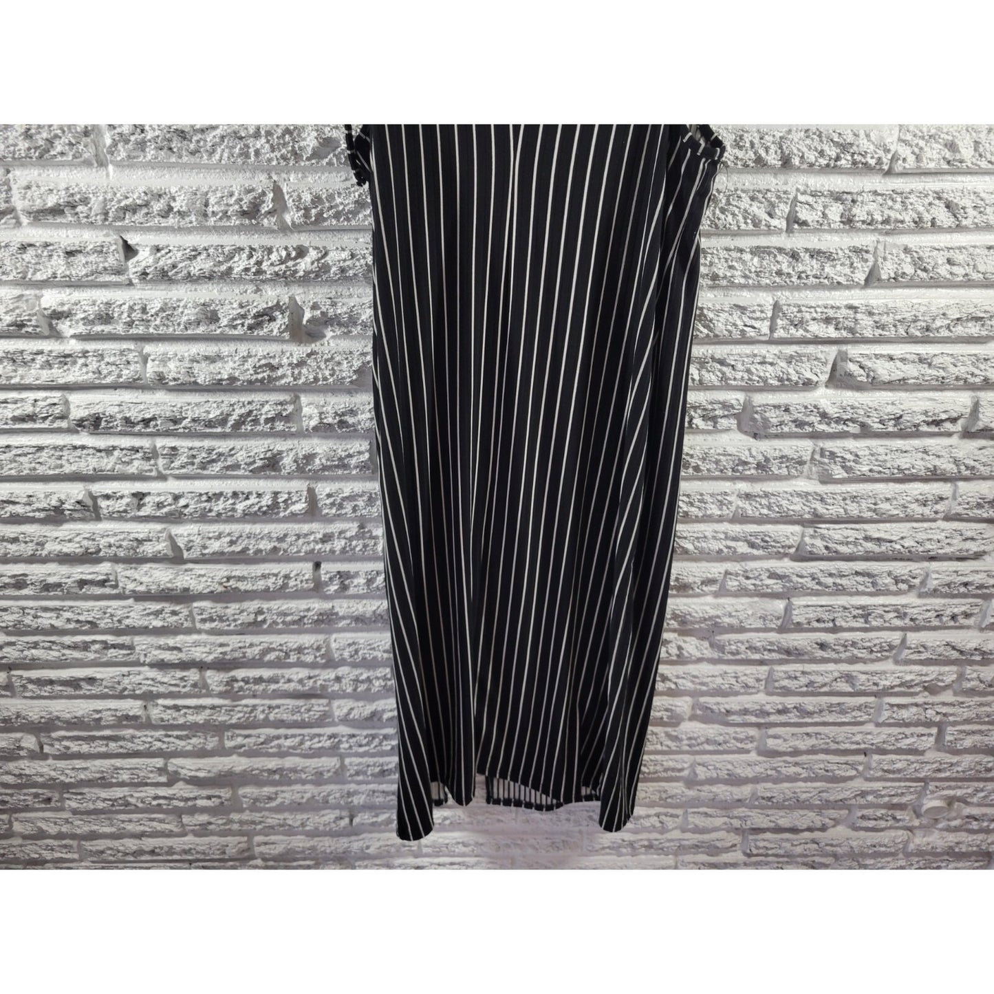 Belle Tweed Womens Dress 1X Plus Slip Spaghetti Strap Black Stripe Poly Blend