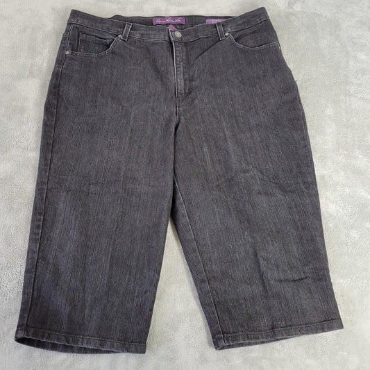 Gloria Vanderbilt Women's 16W Capri Jeans Amanda Skimmer Black Denim Studded