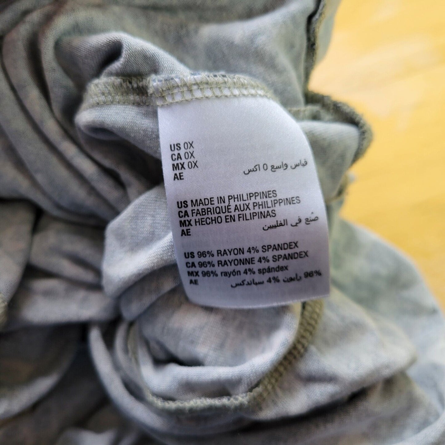 Style Co Womens Top 0X 3/4 Bell Sleeve On Off Shoulder Green Pink Lightweight