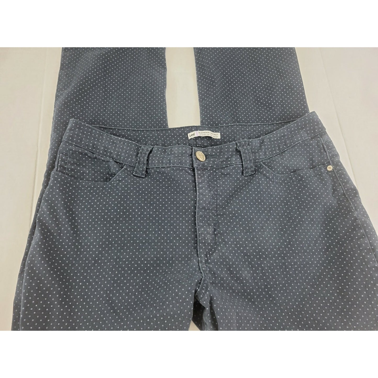 Lee Womens Jeans 18M Slender Secret Straight Leg Lower on Waist  Black Polka Dot