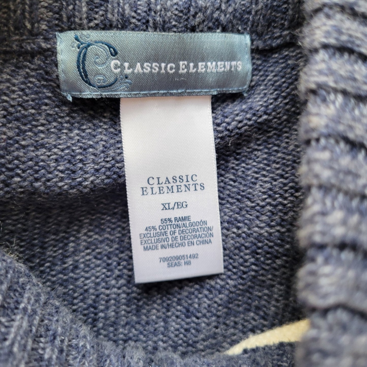 Classic Elements Womens Sweater XL Cardigan Snowflake Blue Beaded Sequins Winter