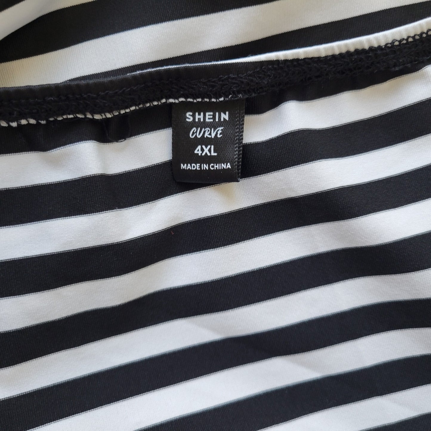 Shein Womens Skirt 4XL Plus Midi Pull On Black Stripe Knotted Waist Lightweight