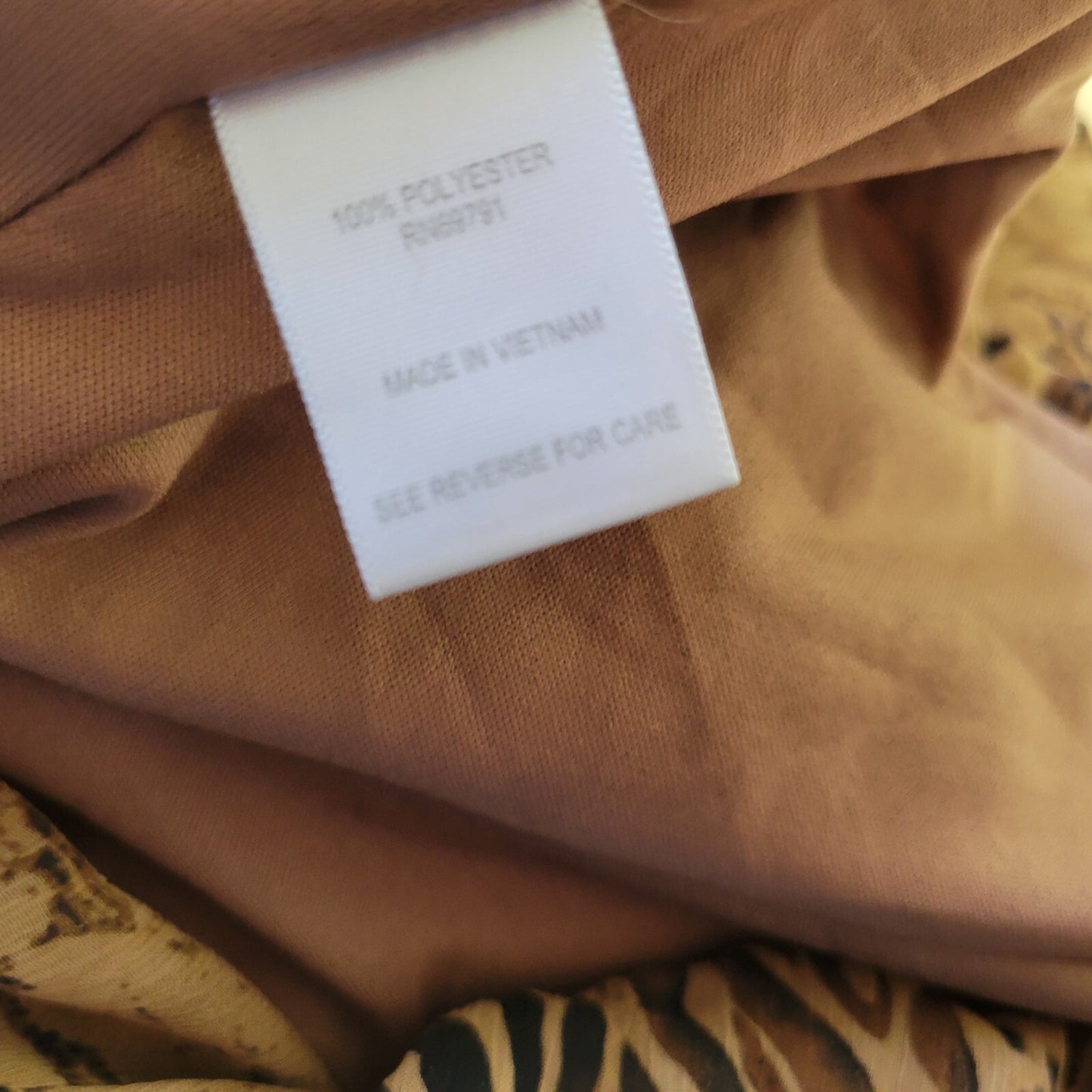 Roz Ali Womens Top 2X Plus Sheer Sleeve Brown Animal Print Polyester Pleated