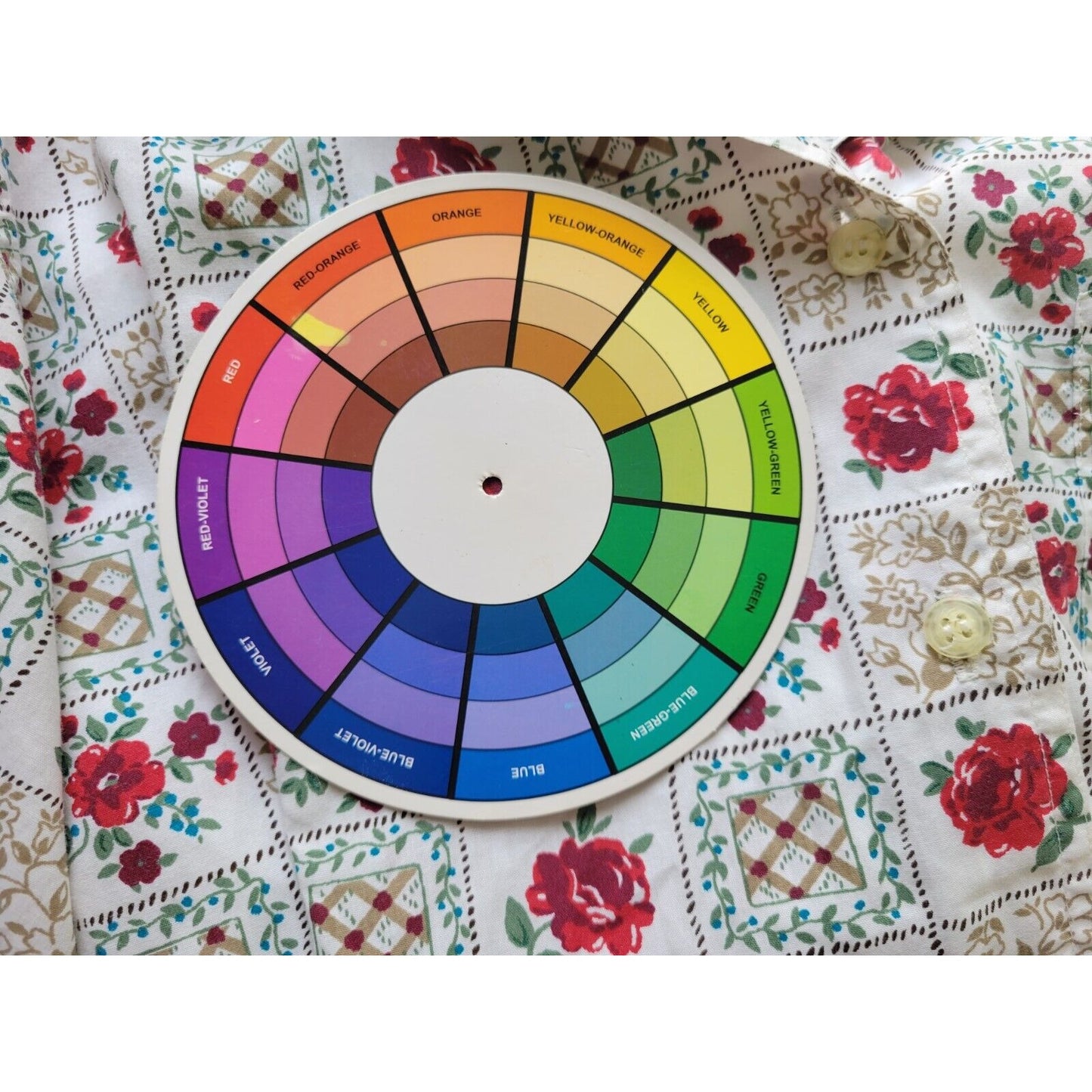 Cabin Creek Womens Top 16W Long Sleeve Red Floral Collar Cotton Blend Button Up