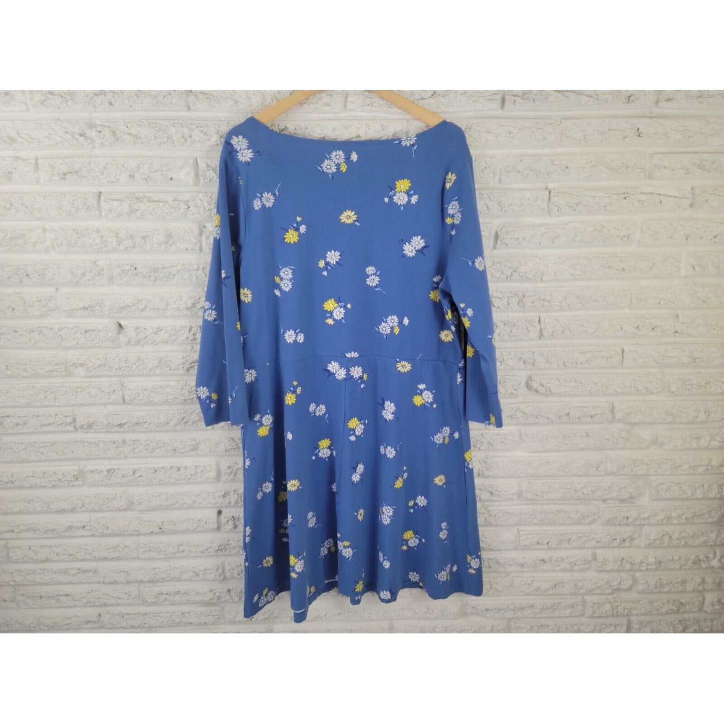 Old Navy Womens Dress XXL Shirt Fit Flare 3/4 Sleeve Blue Floral Pullover Boat