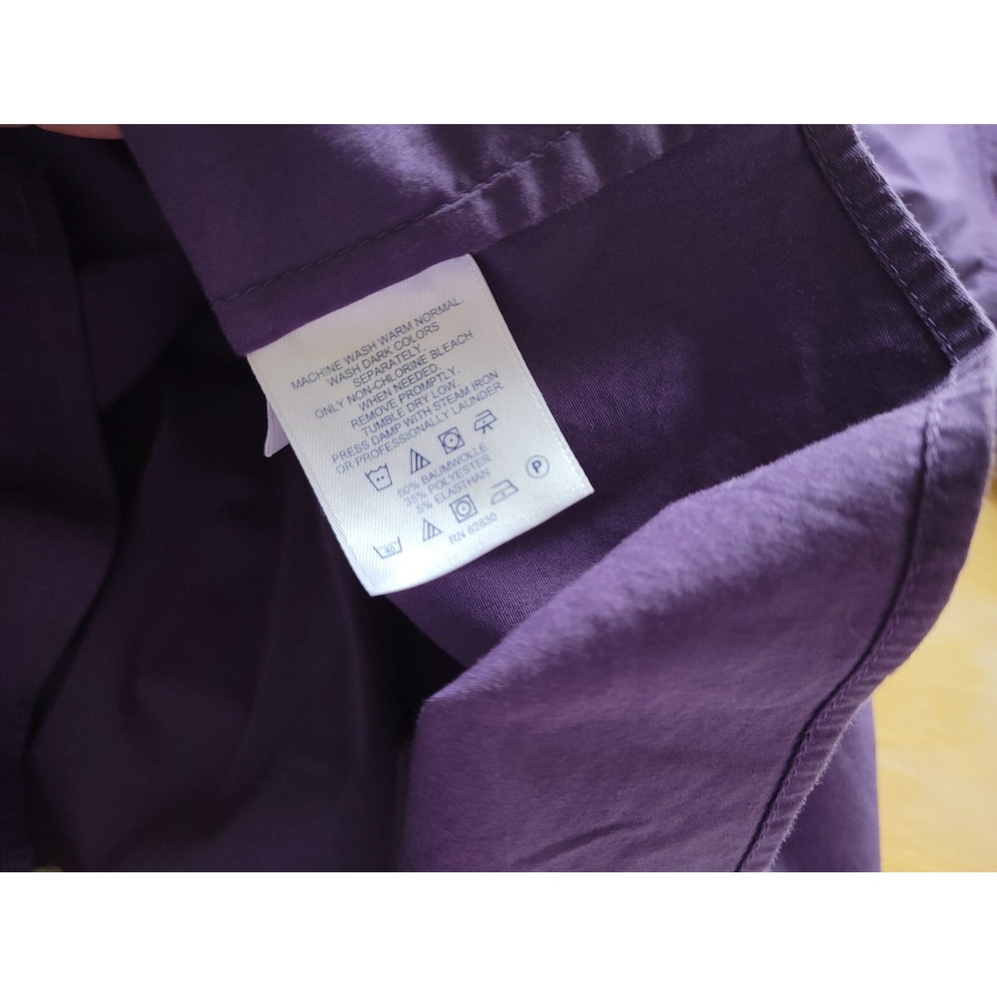 Lands End Womens Shirt 24W Plus 3/4 Sleeve Button Up Tie  Purple Basic Career