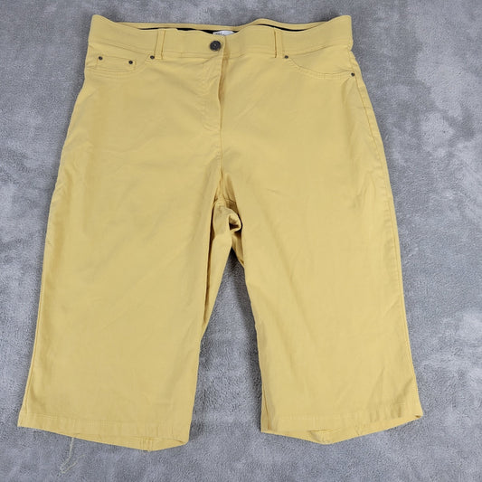 89th + Madison Womens Shorts 18W Plus Bermuda Yellow Zip Fly Comfy Pockets Walk