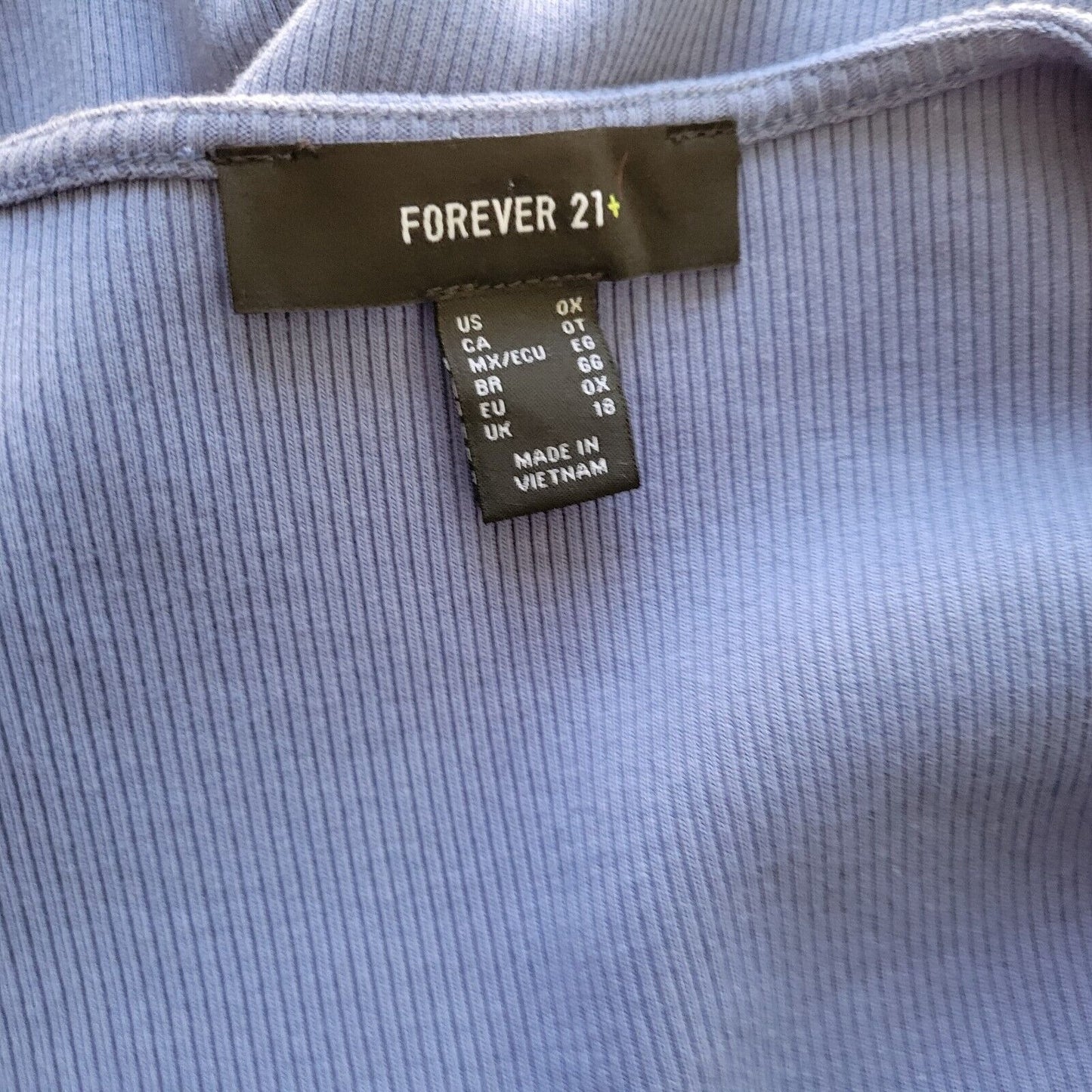 Forever 21 Women Sweater 0X Plus Cropped Long Sleeve Blue Lightweight Tight Knit