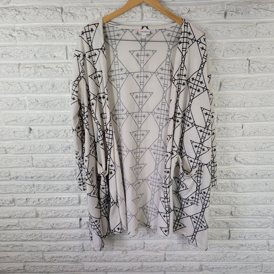 Lularoe Womens Sweater XL Cardigan Open Black Geometric Poly Blend Soft Casual