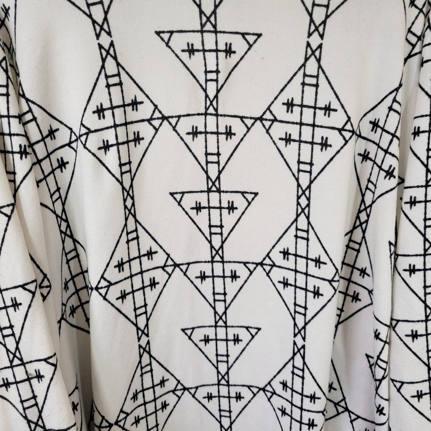 Lularoe Womens Sweater XL Cardigan Open Black Geometric Poly Blend Soft Casual