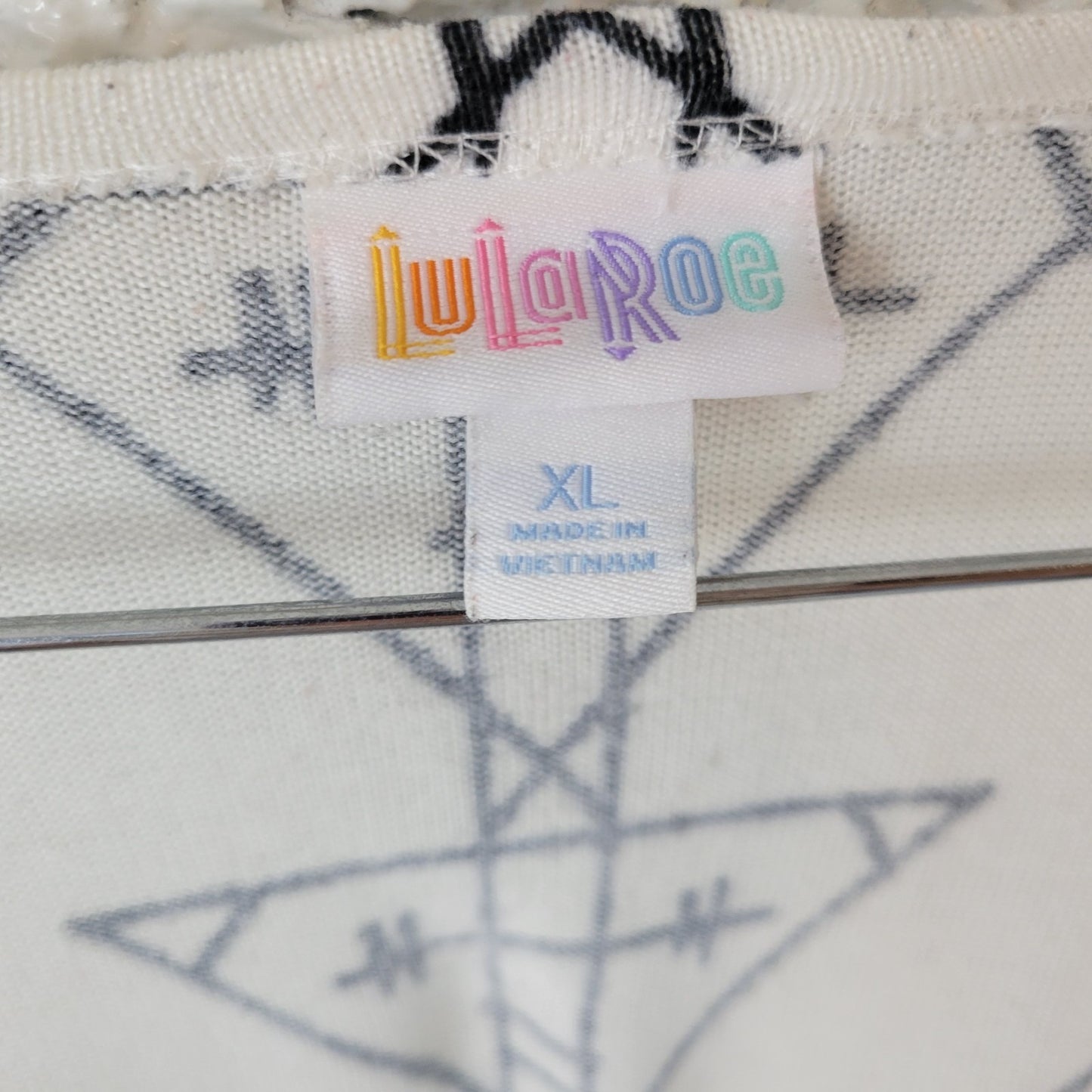 Lularoe Womens Sweater XL Cardigan Open Black Geometric Poly Blend Soft Casual