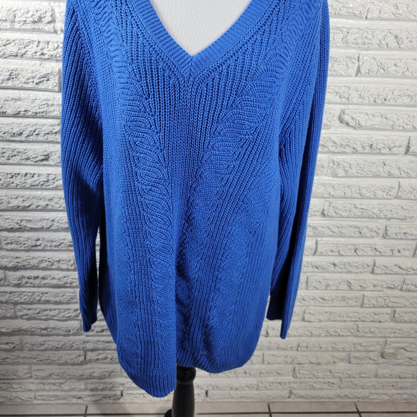 Croft Barrow Women Sweater 2X Plus Pullover Long Sleeve Blue Tight Knit Casual