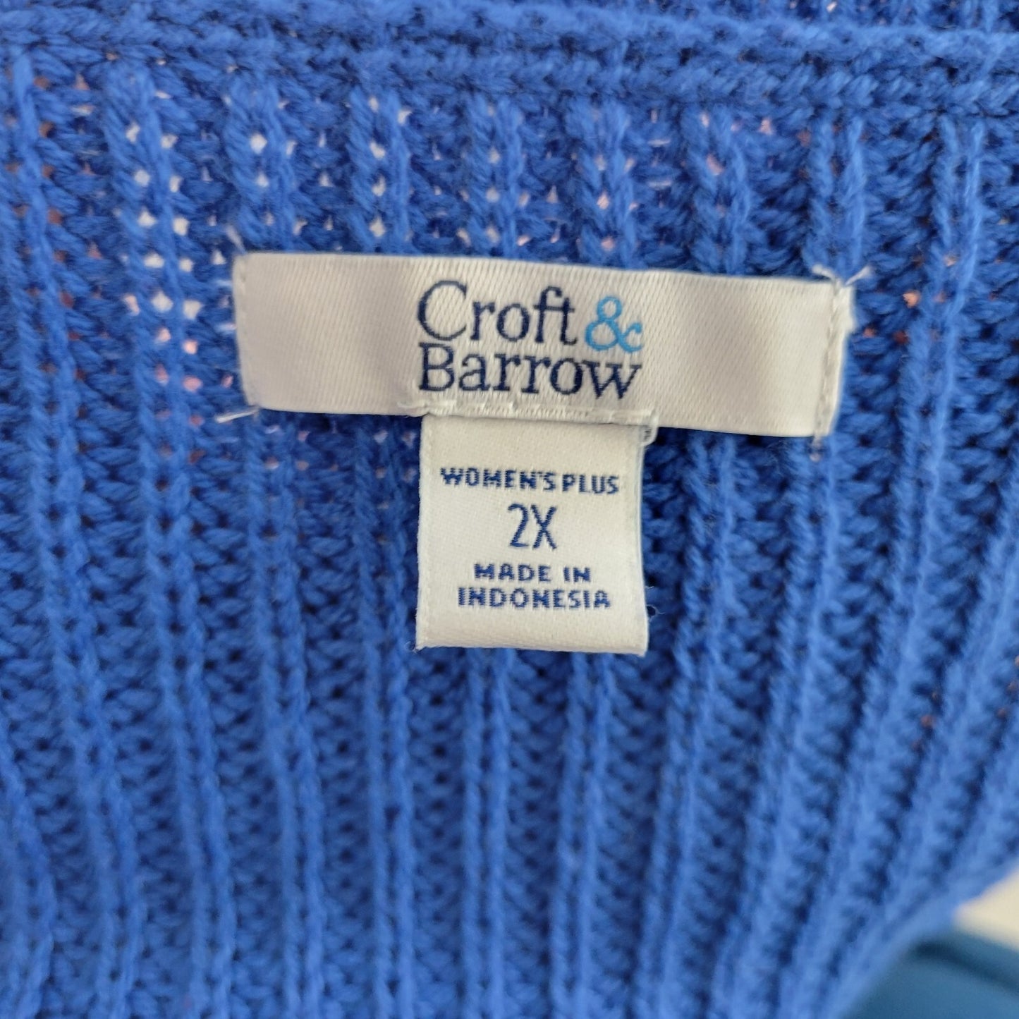 Croft Barrow Women Sweater 2X Plus Pullover Long Sleeve Blue Tight Knit Casual