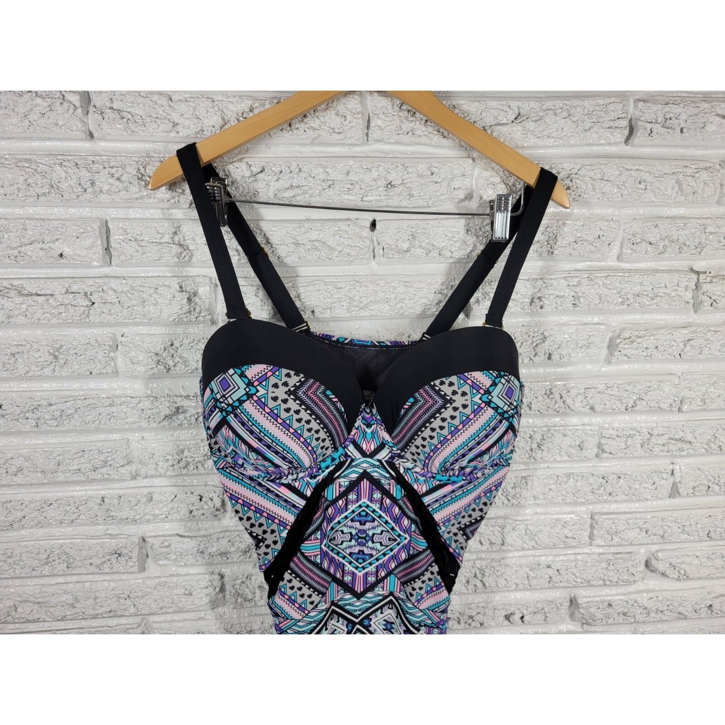 Swimsuits For All 18 Blue One Piece Underwire Built In Bra Latticework GEO323E
