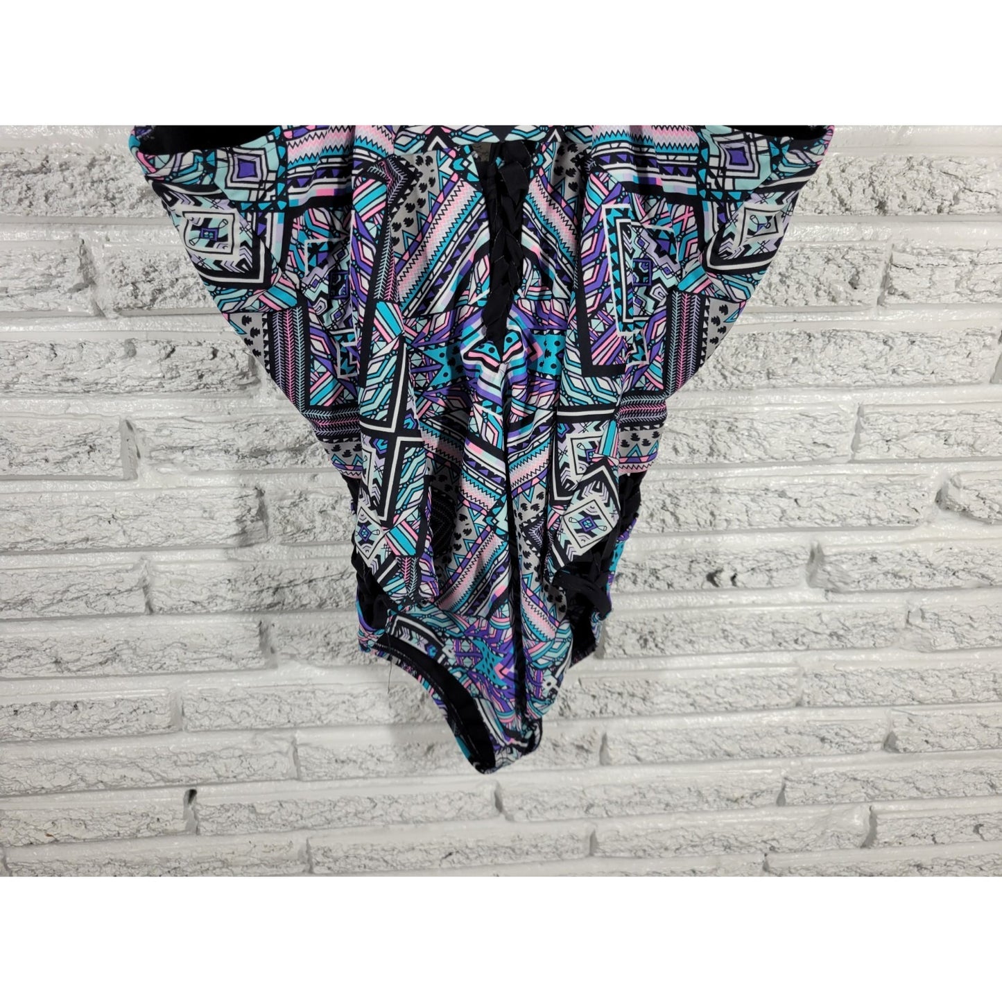 Swimsuits For All 18 Blue One Piece Underwire Built In Bra Latticework GEO323E