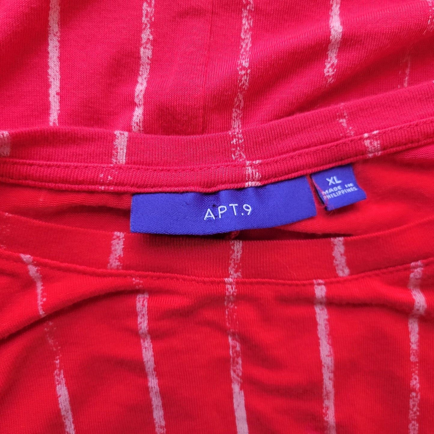 Apt 9 Womens Top Extra Large Tee Short Sleeve Red Stripe Casual Lightweight