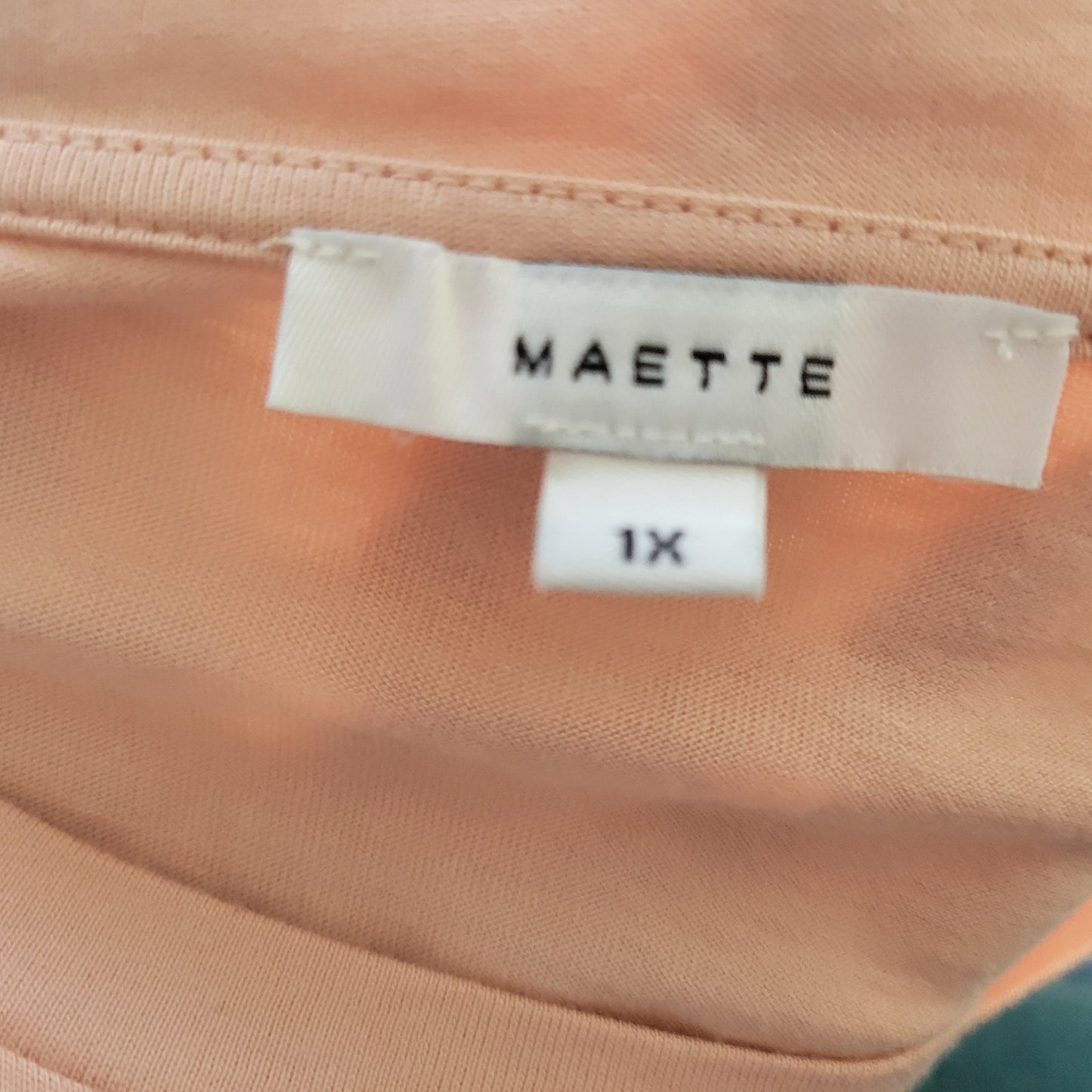 Maette Womens Top 1X Plus Tunic 3/4 Giant Chiffon Bell Sleeve Pink Cotton Blend