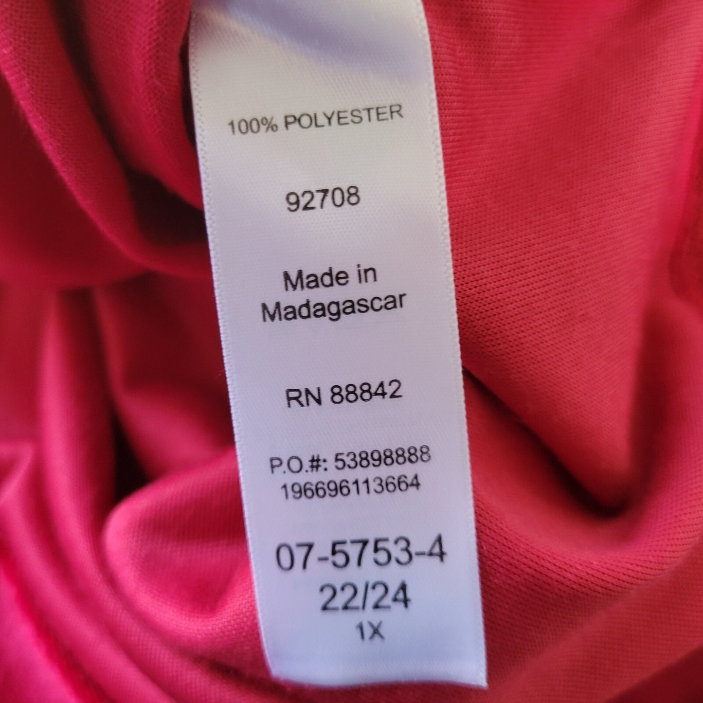 Woman Within Women Top 1X 22 24 Plus Long Sleeve Red Velour Soft Comfy Polyester