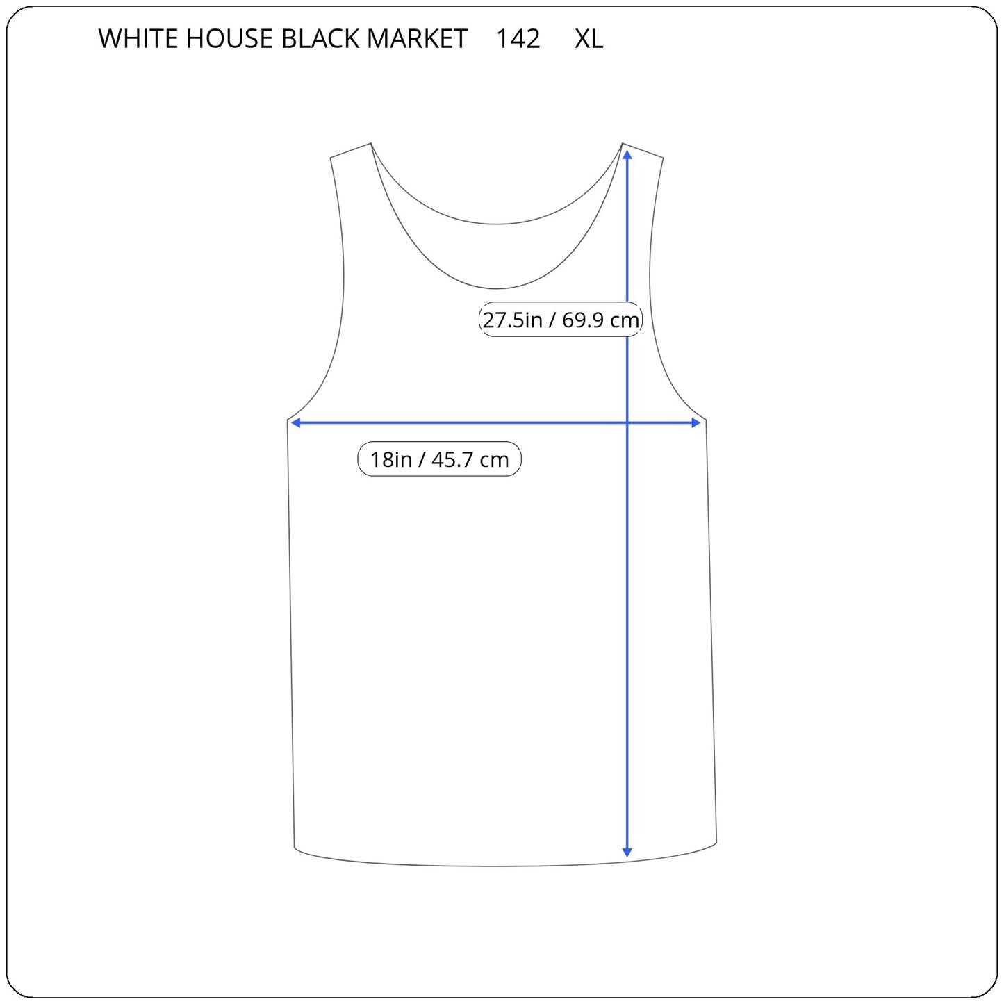 White House Black Market XL Blue Blouse Ribbed Linear Stitch Sleeveless BLU139E