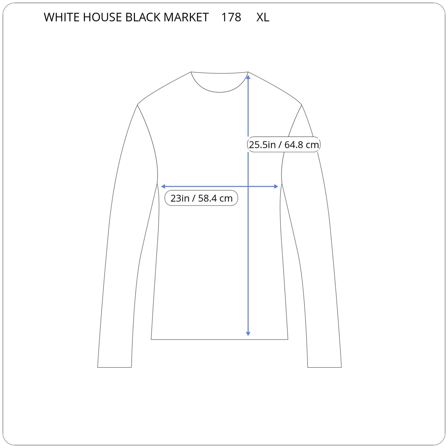 White House Black Market XL Blue Silver Metallic Stripe Keyhole Top BLU249E