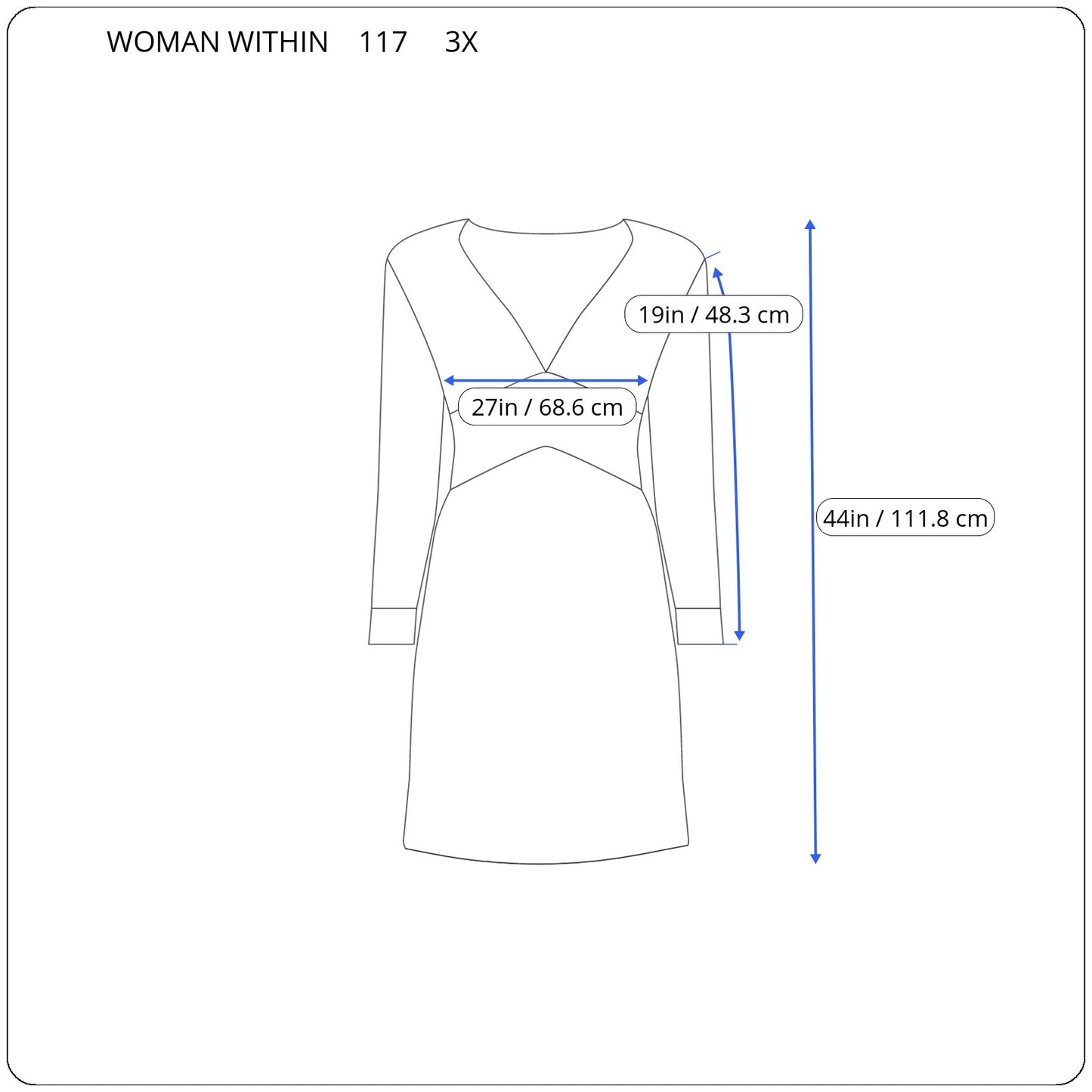 Woman Within 3X Plus Blue Floral Pintuck Knee Length Dress Pockets SWE147E