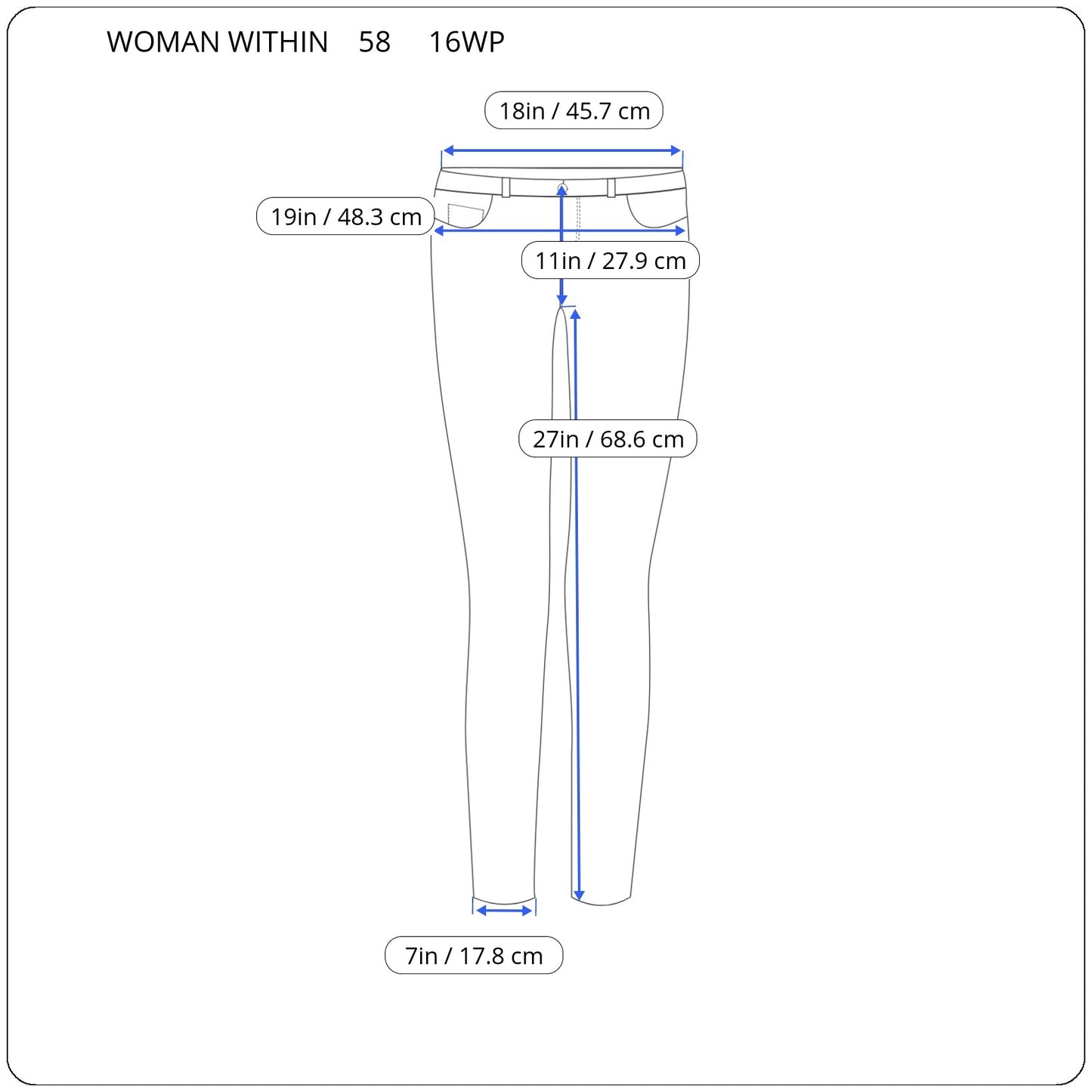 Woman Within 16WP Petite Black Denim Straight Leg Jeans Elastic Waist SWE67E