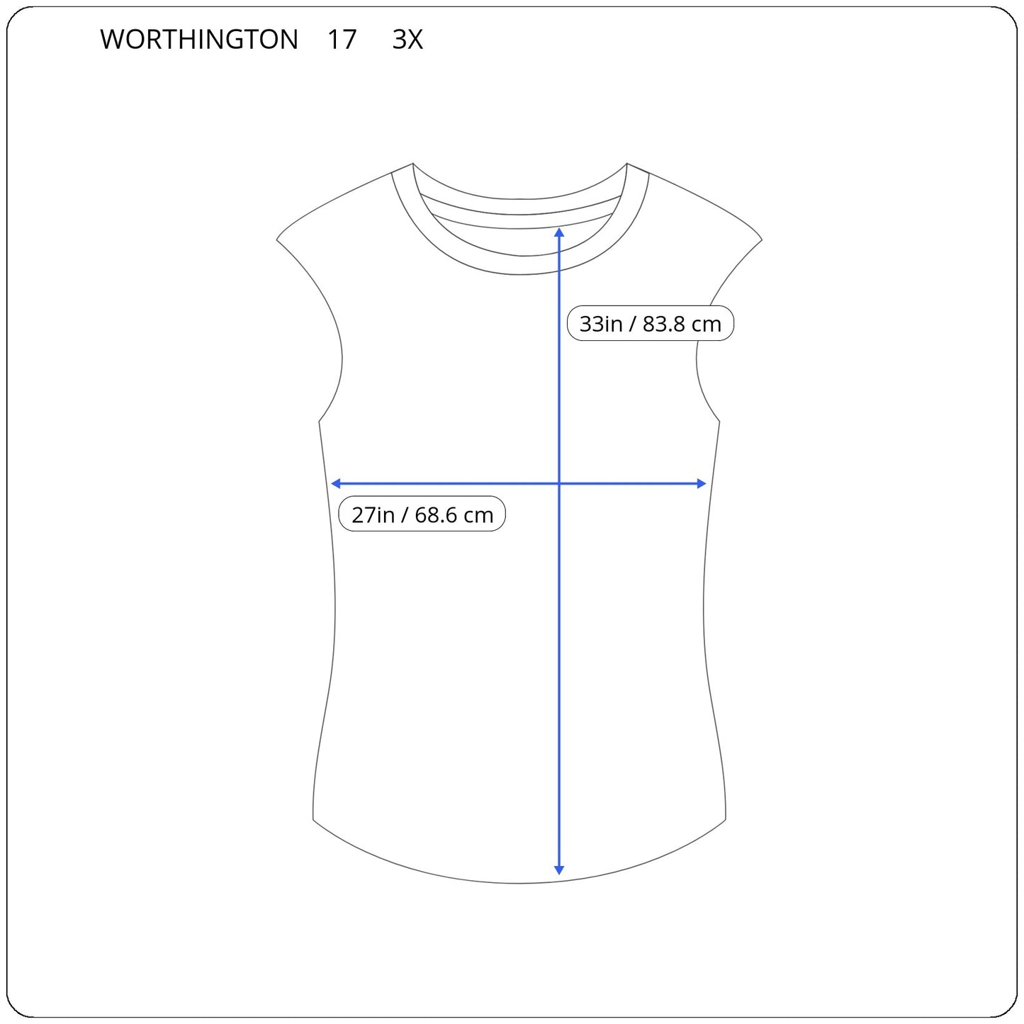 Worthington Womens Tunic Top 3X Blue Sleeveless Boat Neck Draped Plus BLU1XE