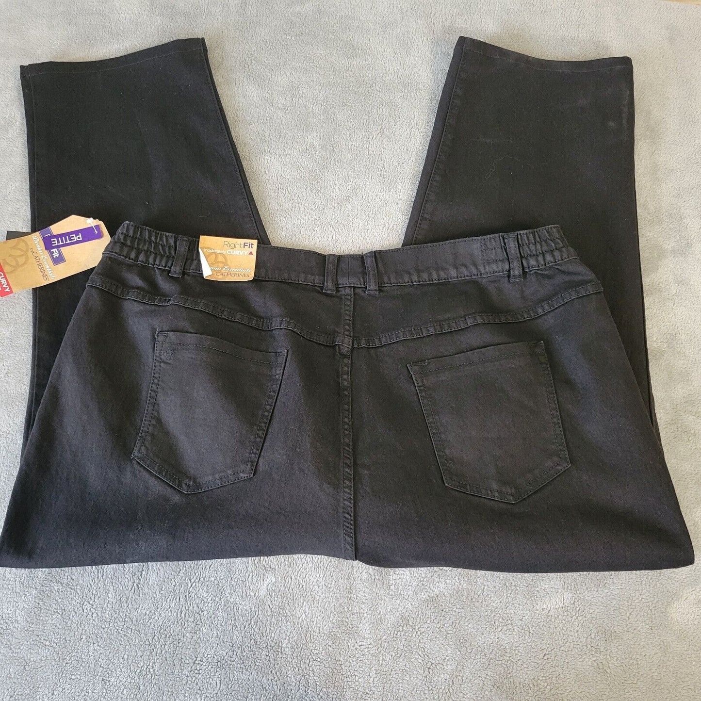Catherines Right Fit Womens Jeans 22WP Plus Petite Capri Curvy Zip Black Denim