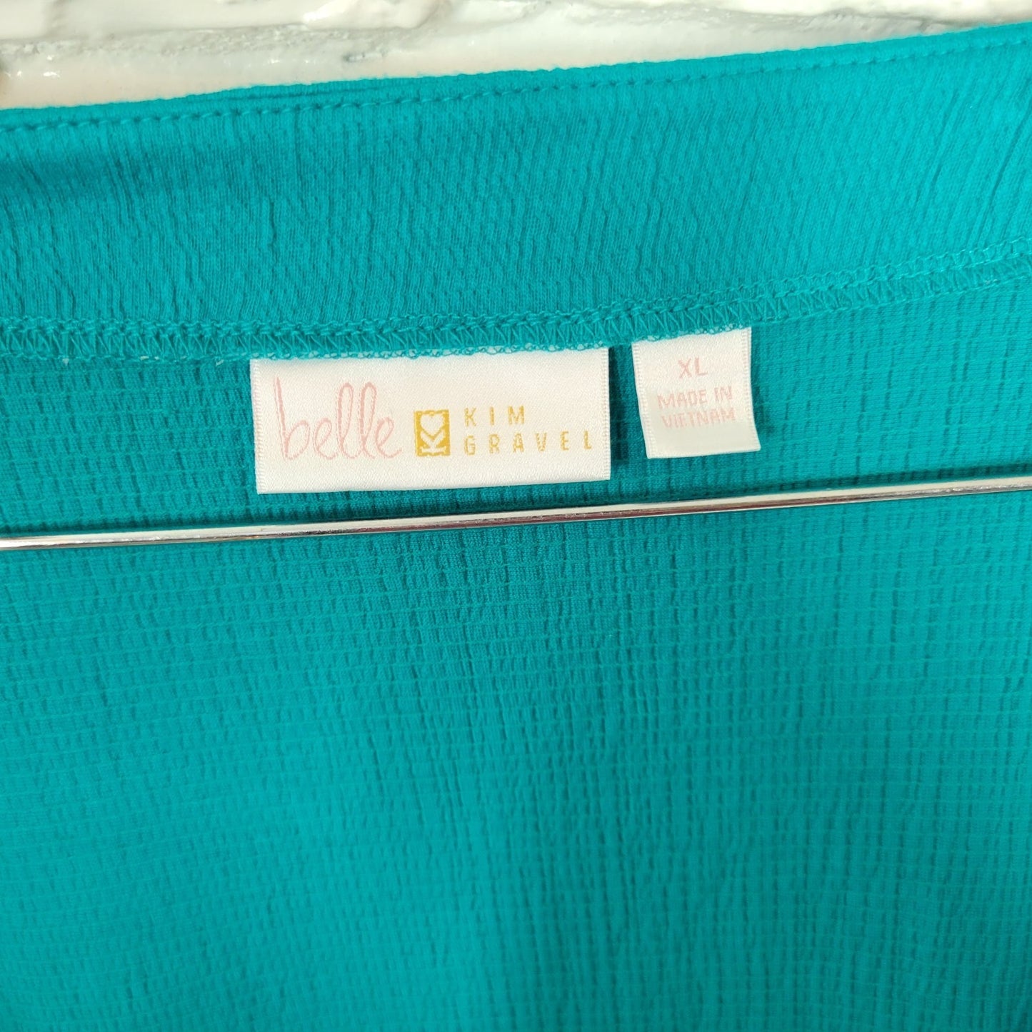 Belle Kim Gravel QVC Womens Top XL Cardigan Tied Green Cotton Blend Casual Layer